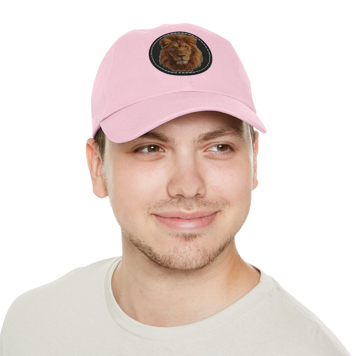 Lion Design Dad Hat with Leather Patch – Stylish Casual Hat for Animal Lovers