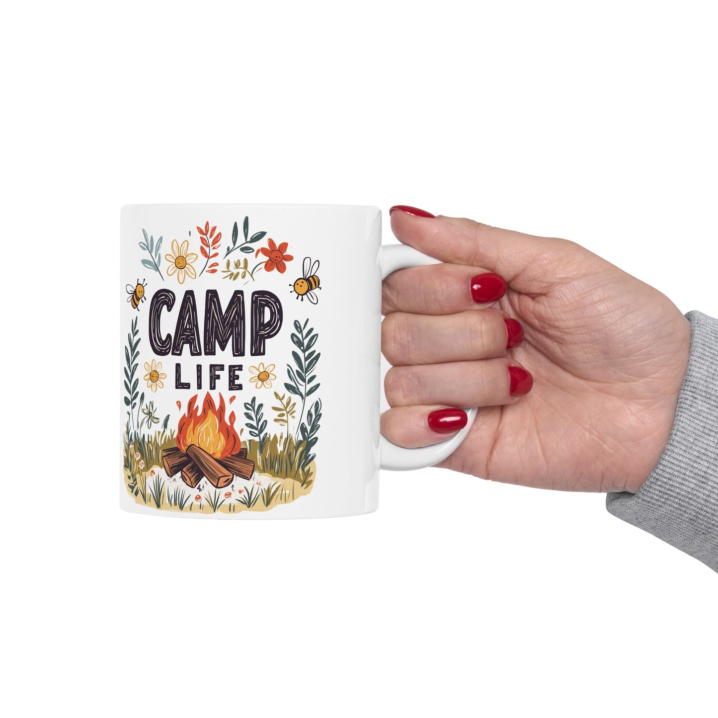 Camp Life Ceramic Mug - Nature-Inspired Coffee Cup for Outdoor Enthusiasts