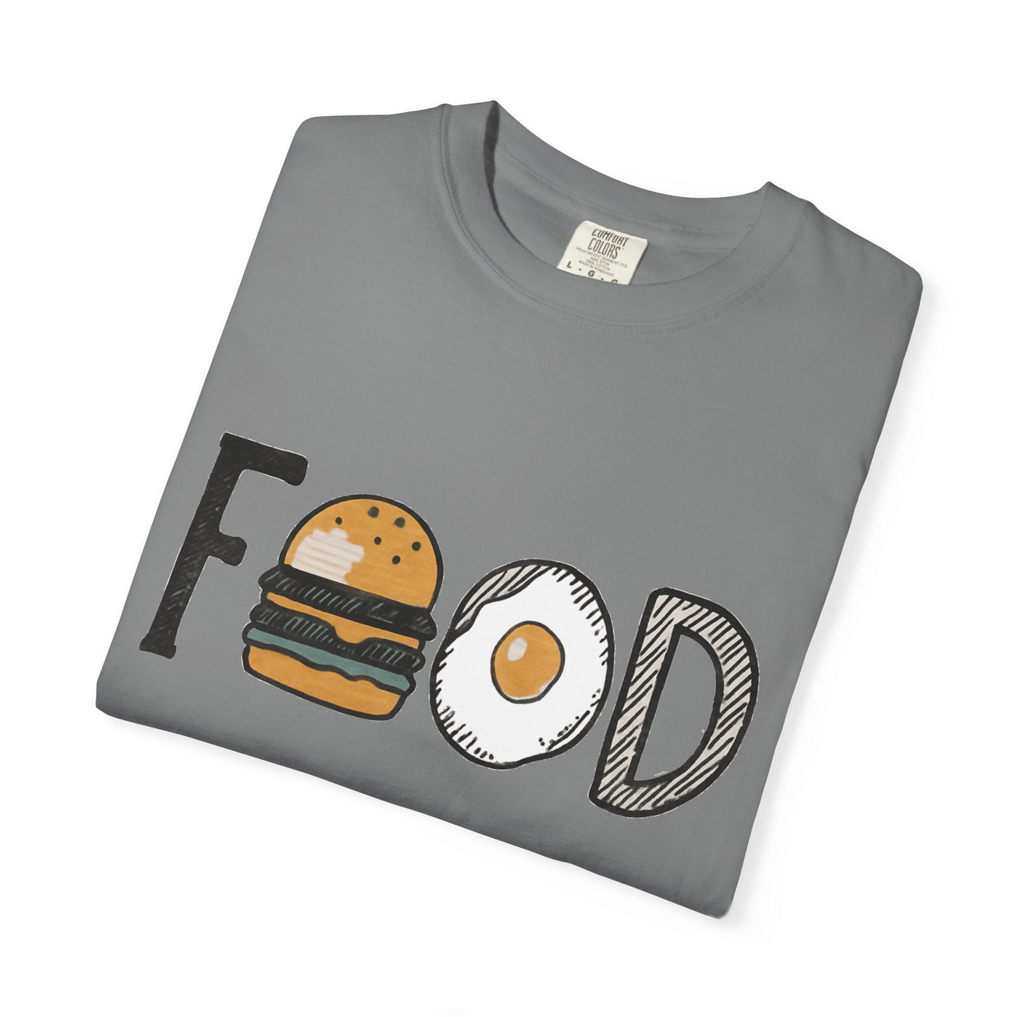 Food Unisex Garment-Dyed T-Shirt | Fun Burger & Egg Graphic