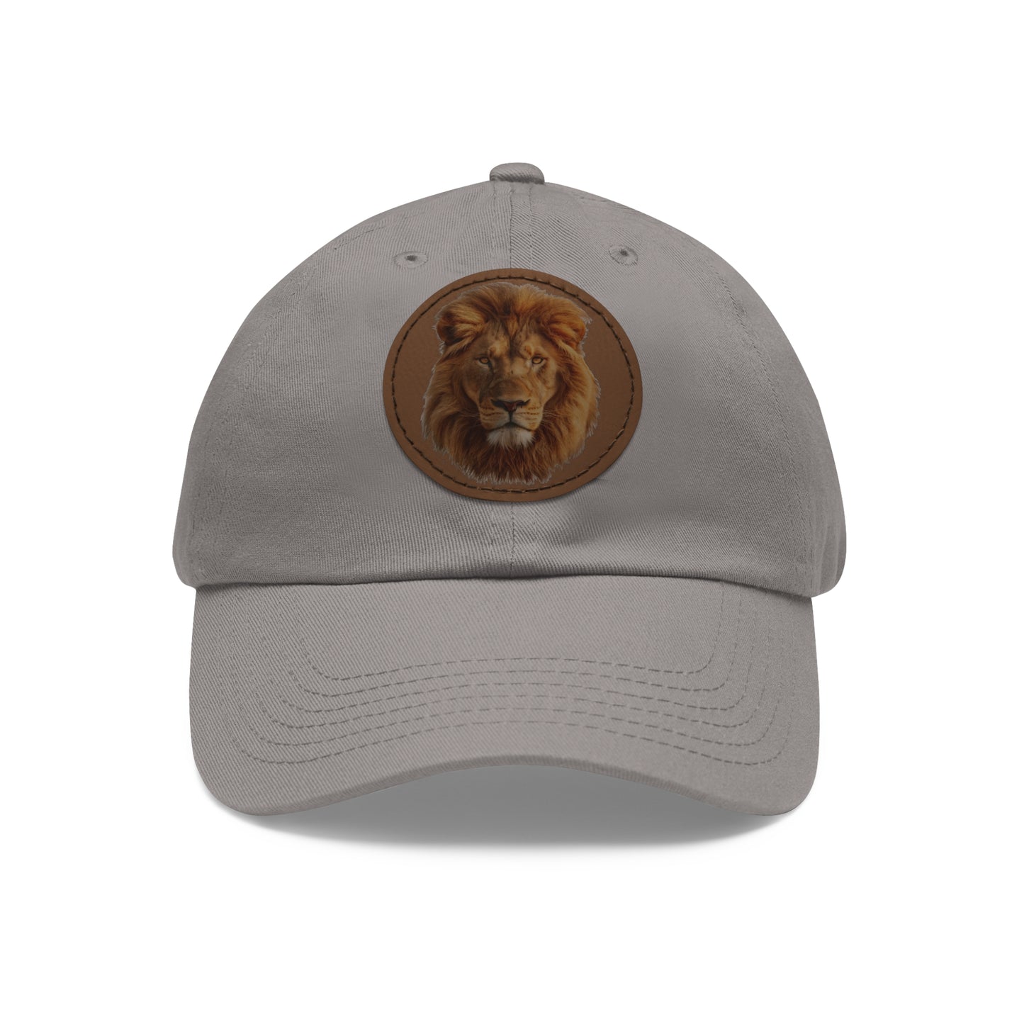 Lion Design Dad Hat with Leather Patch – Stylish Casual Hat for Animal Lovers