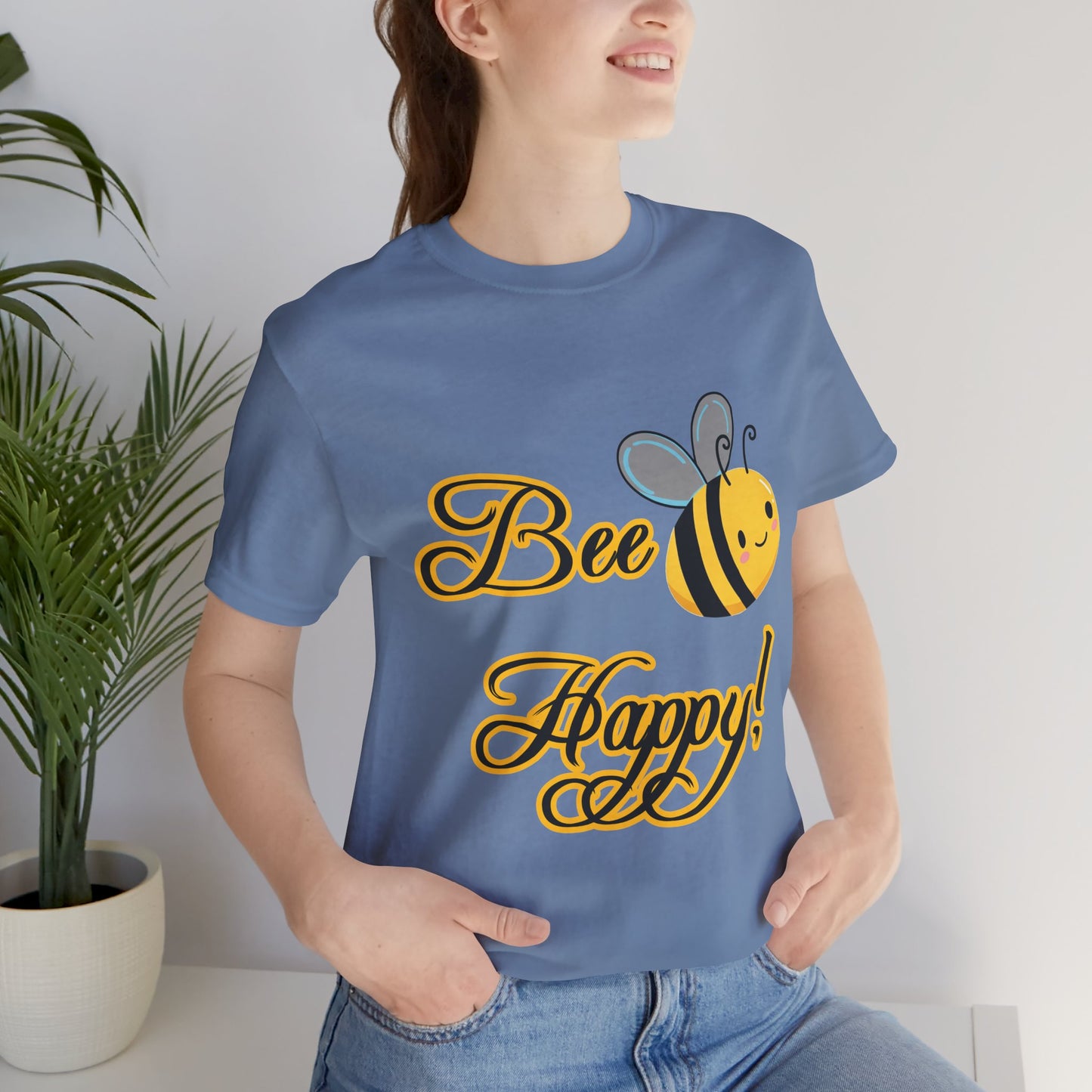 Bee Happy Unisex Jersey Tee - Cheerful Graphic T-Shirt for Positive Vibes