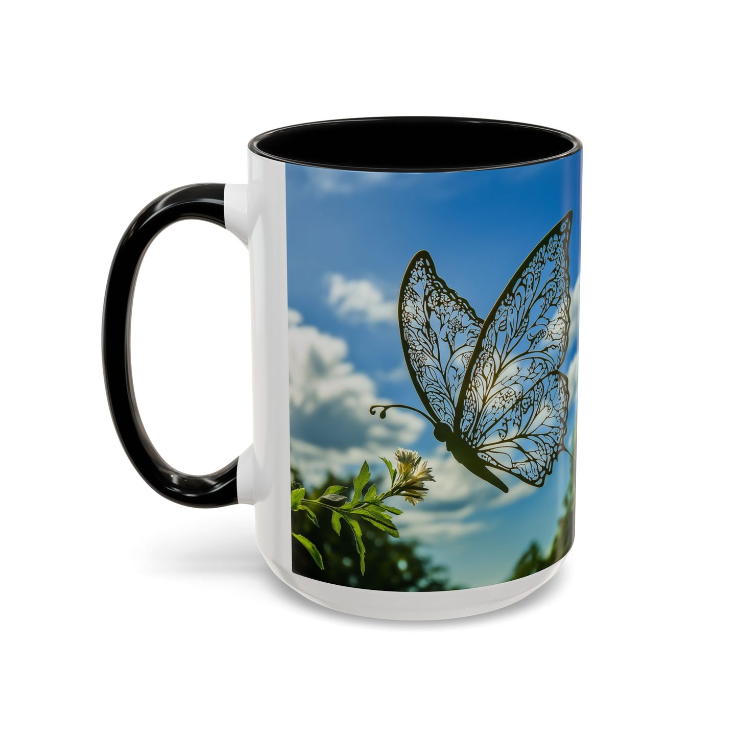 Accent Butterfly Coffee Mug, (11oz, 15oz) - Ceramic Mug