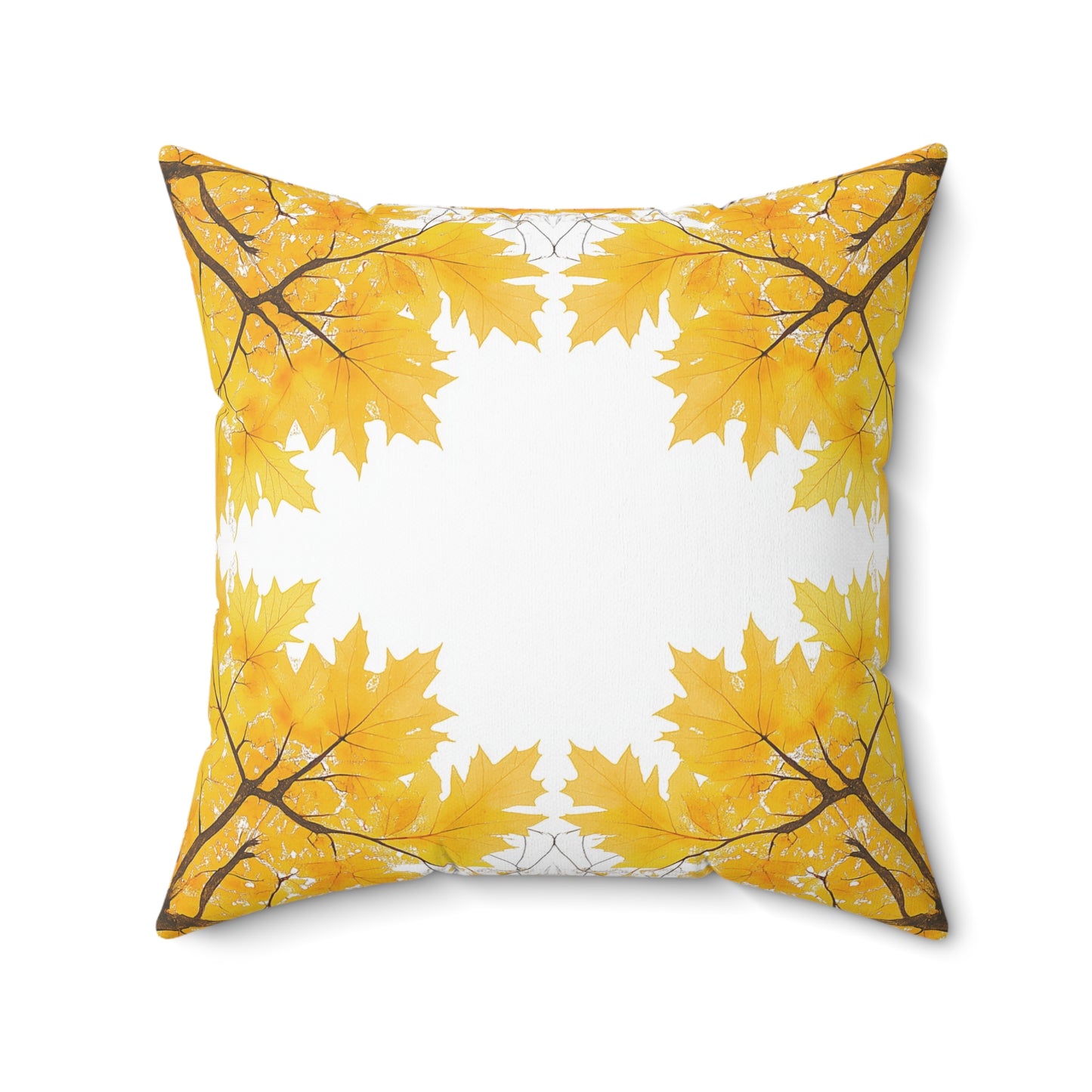 Square Cushion with Yellow Leaves design
