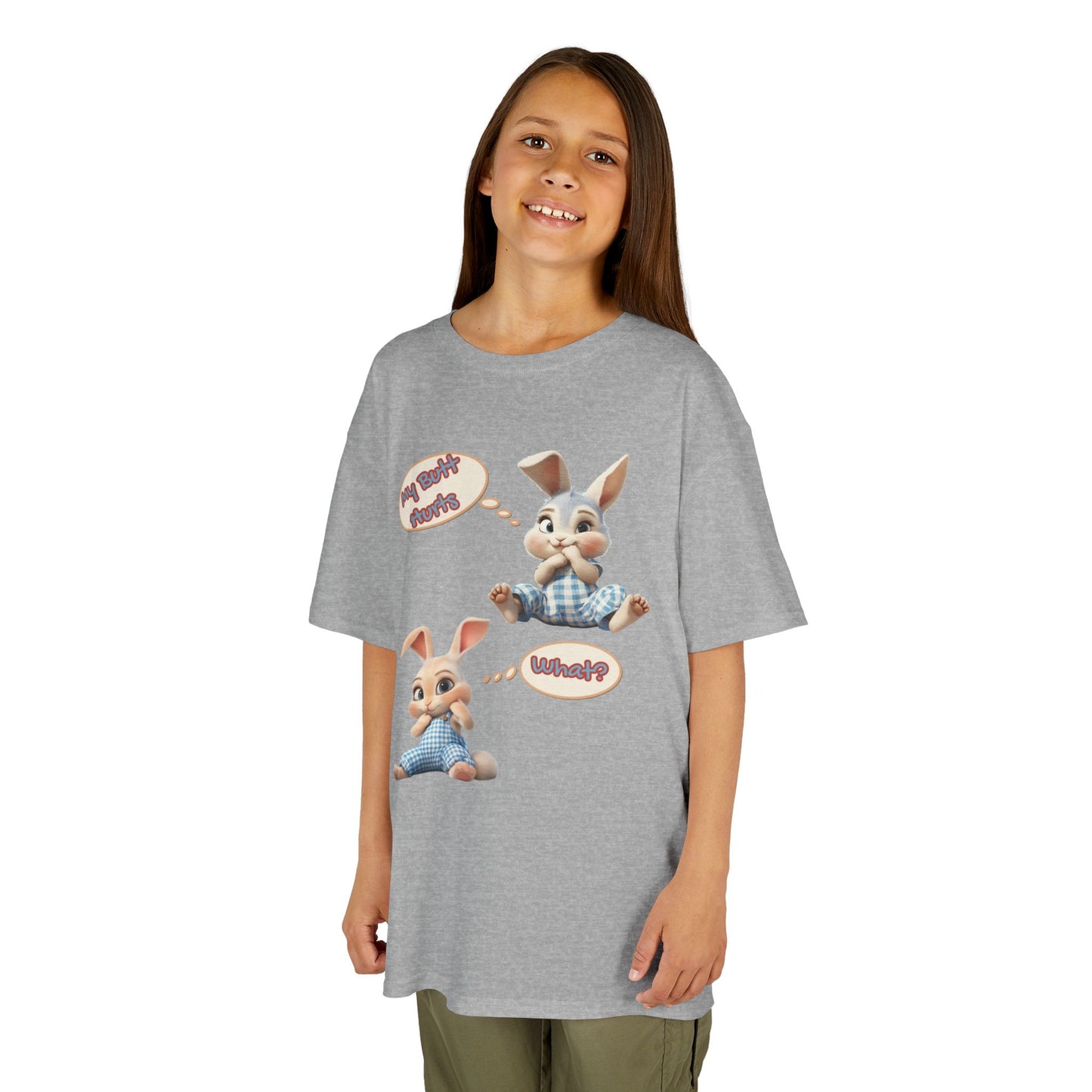 Cute Bunny Youth Heavy Cotton Tee - "My Butt Hurts" Graphic T-Shirt