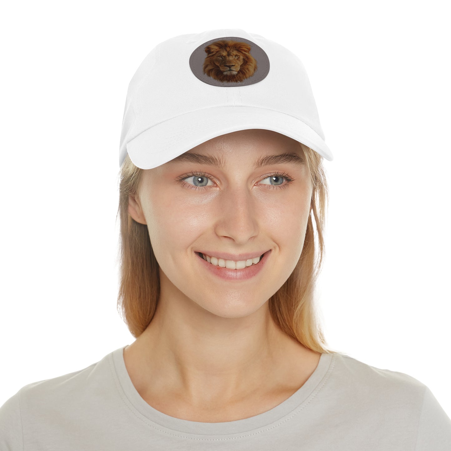 Lion Design Dad Hat with Leather Patch – Stylish Casual Hat for Animal Lovers