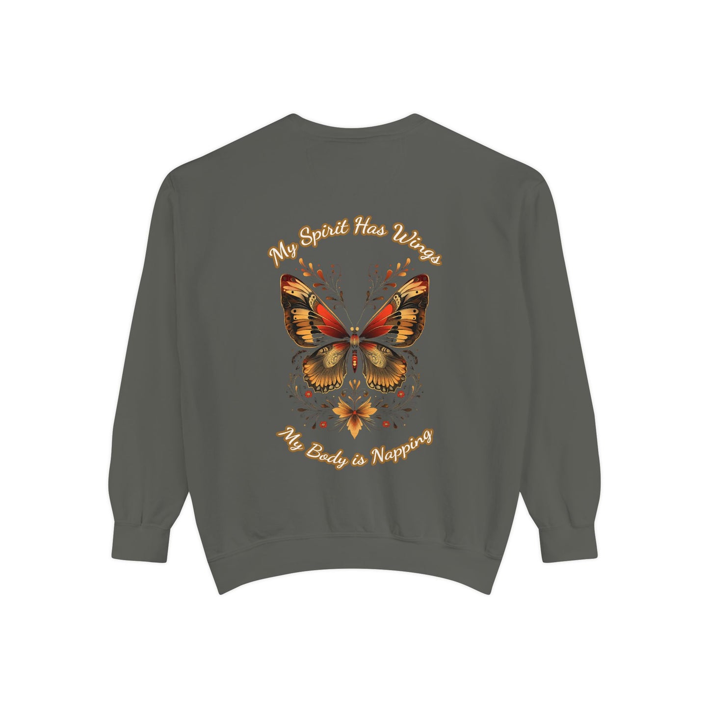 Butterfly Design Unisex Garment-Dyed Sweatshirt - Butterfly Sweatshirt