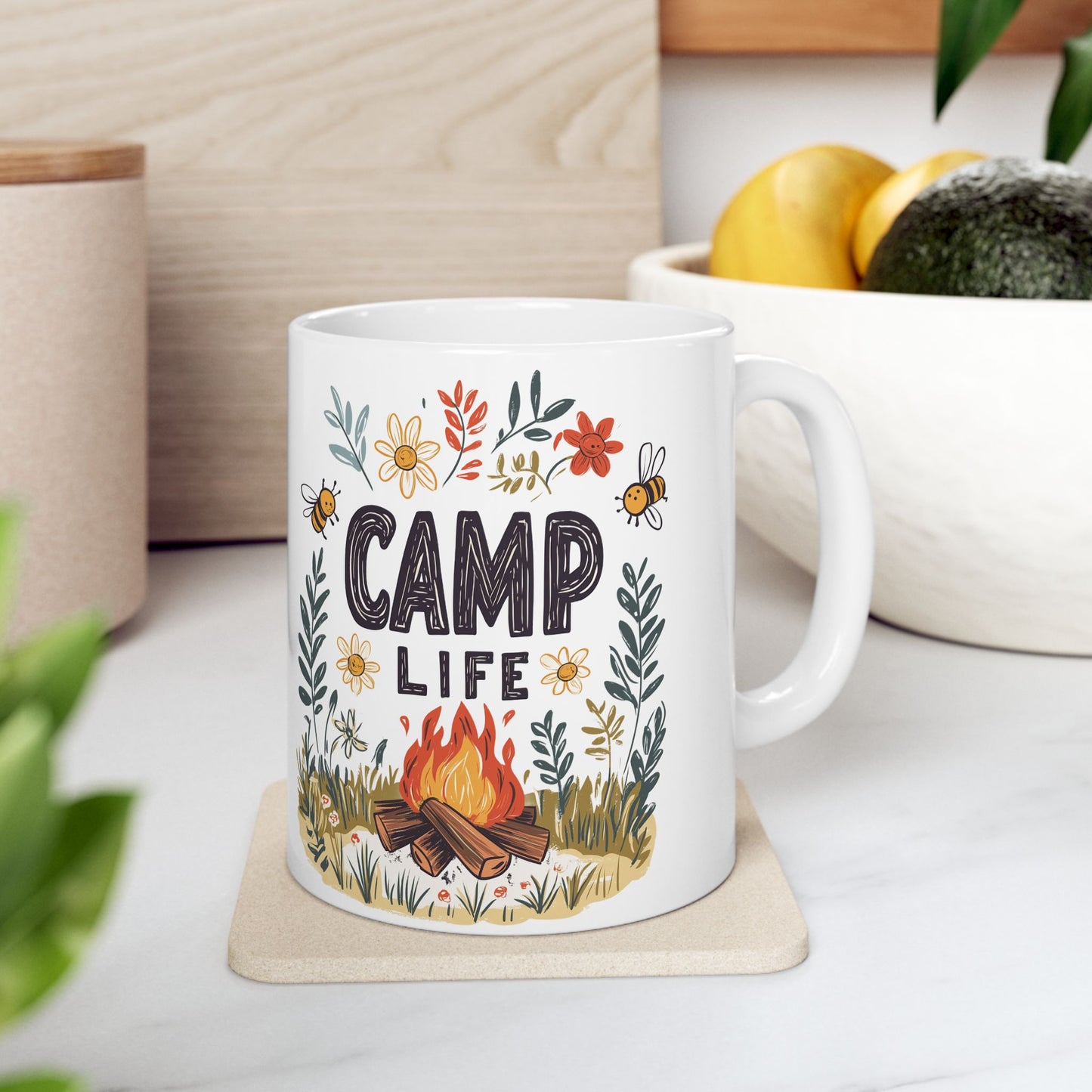 Camp Life Ceramic Mug - Nature-Inspired Coffee Cup for Outdoor Enthusiasts