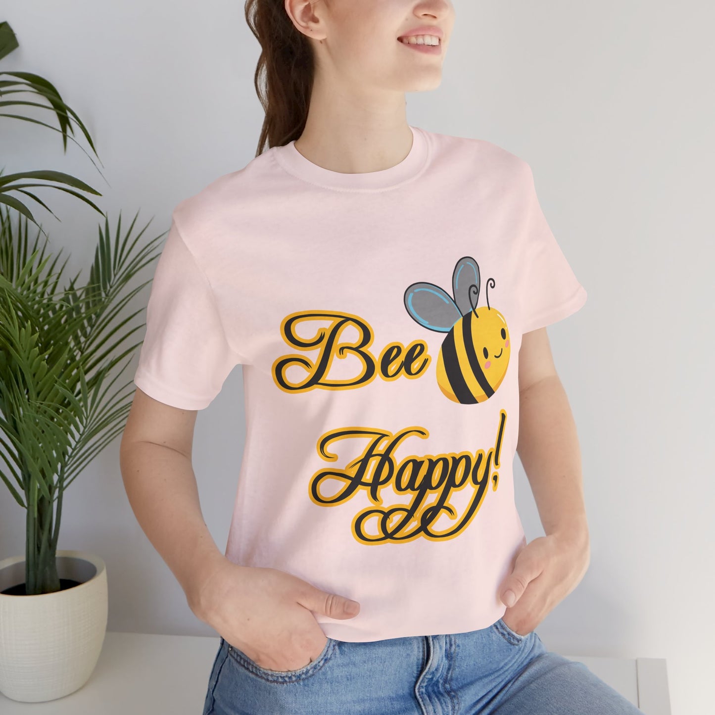 Bee Happy Unisex Jersey Tee - Cheerful Graphic T-Shirt for Positive Vibes