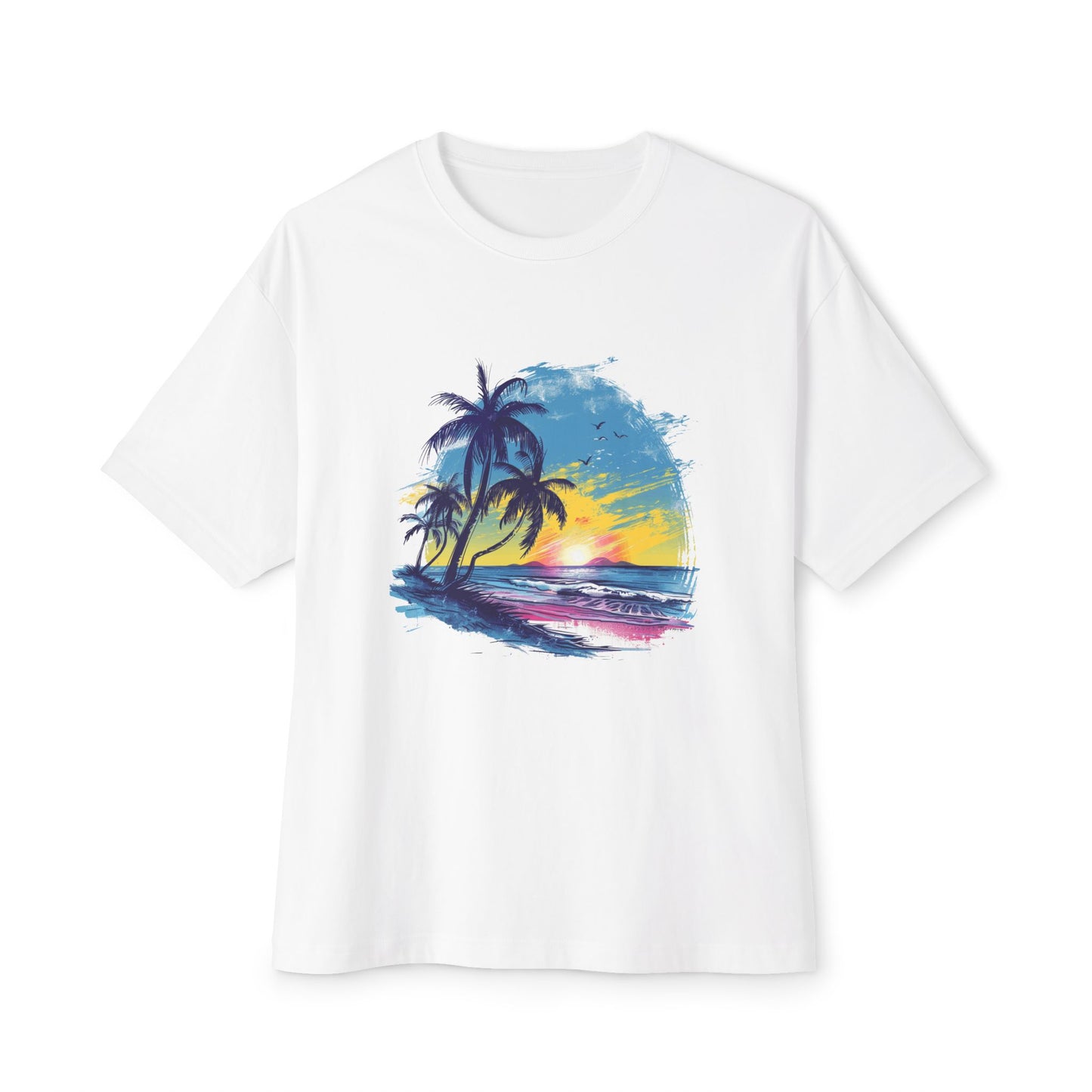 Sunset Beach Vibes Unisex Oversized Boxy Tee