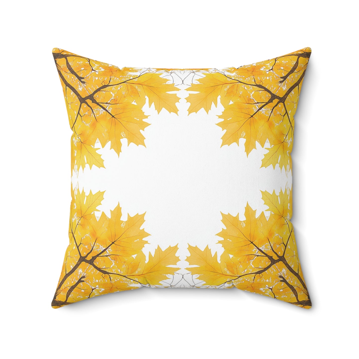 Square Cushion with Yellow Leaves design