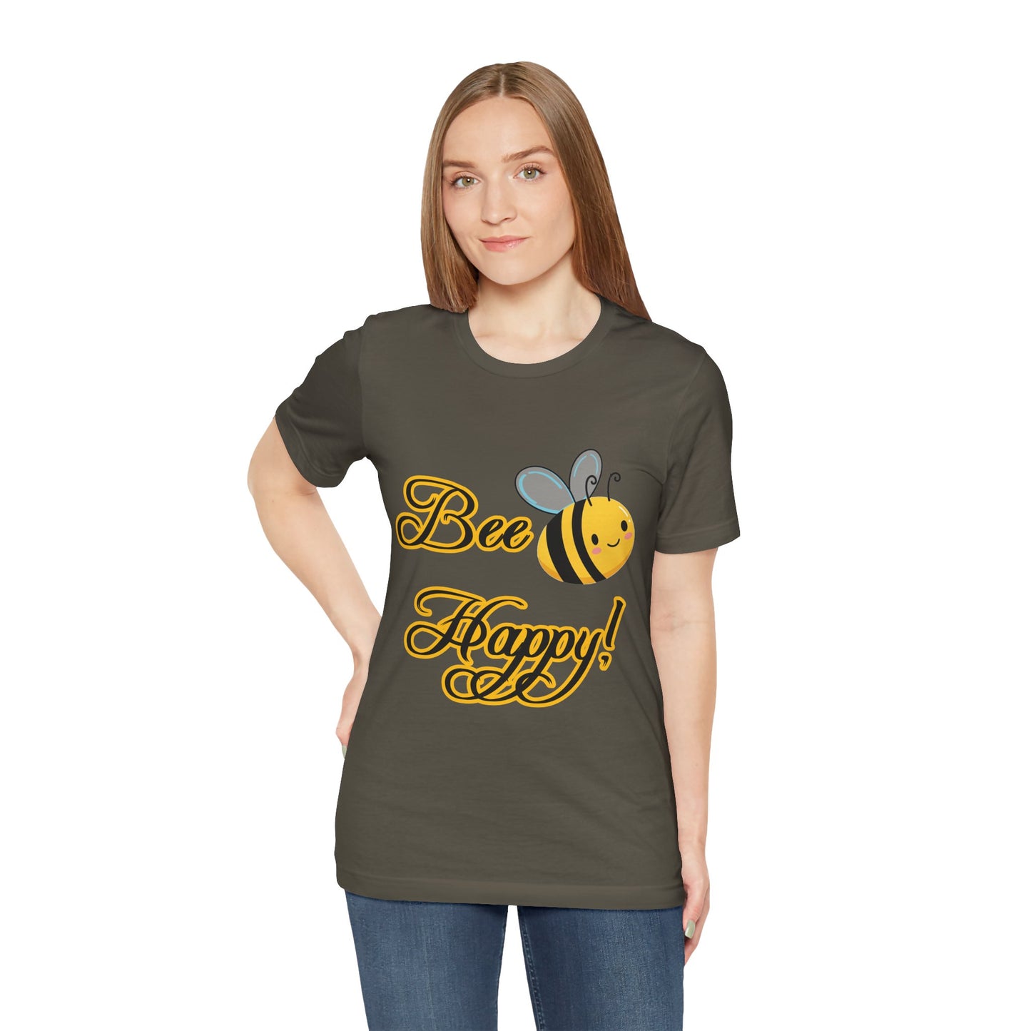 Bee Happy Unisex Jersey Tee - Cheerful Graphic T-Shirt for Positive Vibes