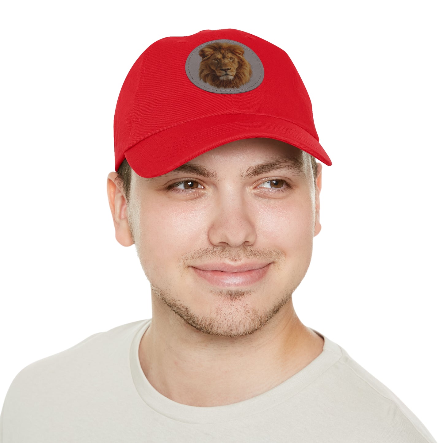 Lion Design Dad Hat with Leather Patch – Stylish Casual Hat for Animal Lovers