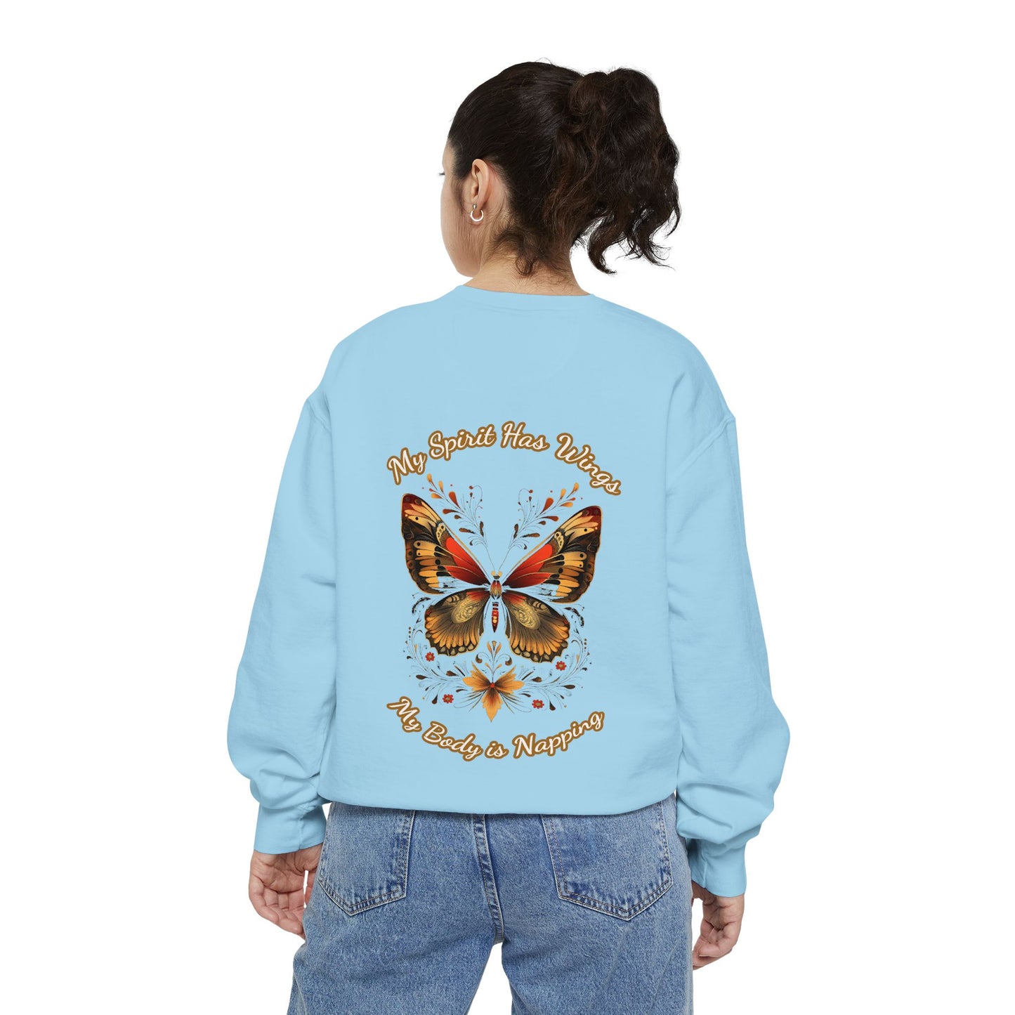 Butterfly Design Unisex Garment-Dyed Sweatshirt - Butterfly Sweatshirt