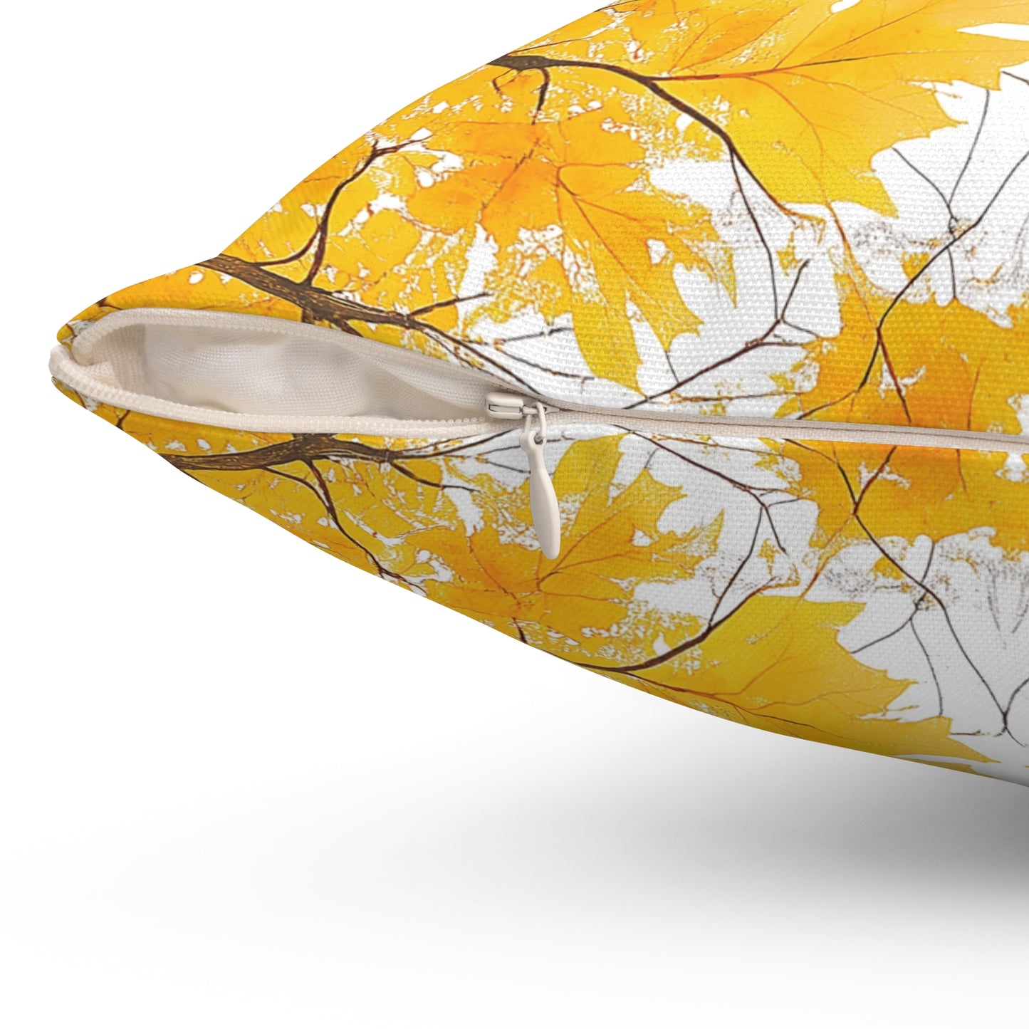 Square Cushion with Yellow Leaves design