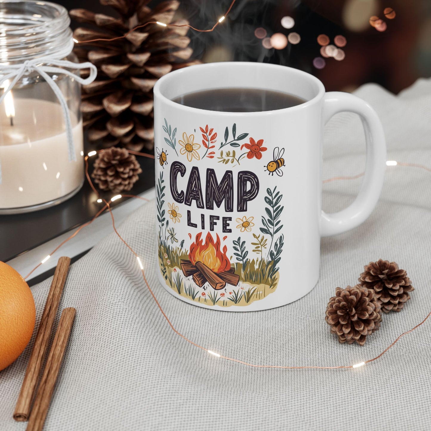 Camp Life Ceramic Mug - Nature-Inspired Coffee Cup for Outdoor Enthusiasts