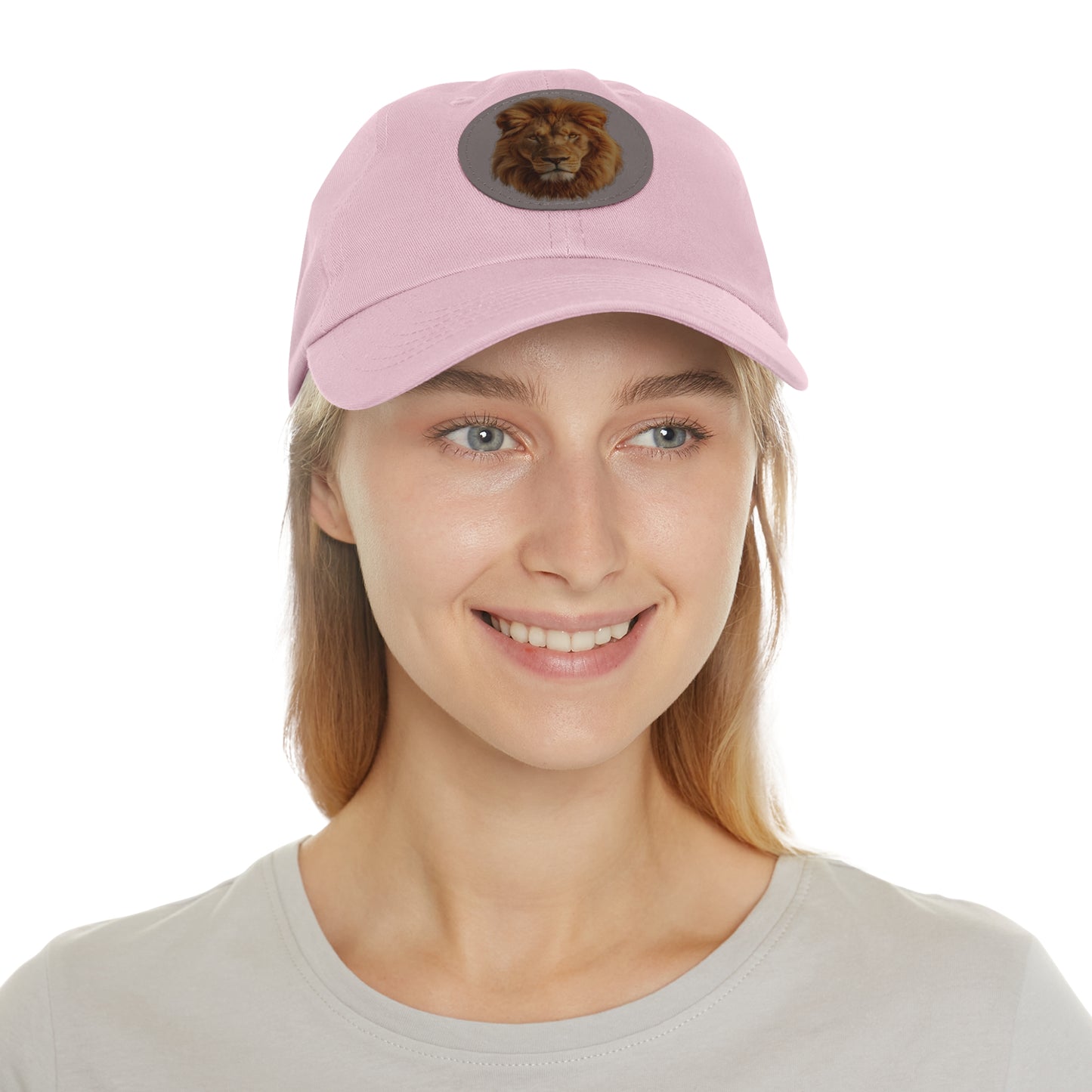 Lion Design Dad Hat with Leather Patch – Stylish Casual Hat for Animal Lovers