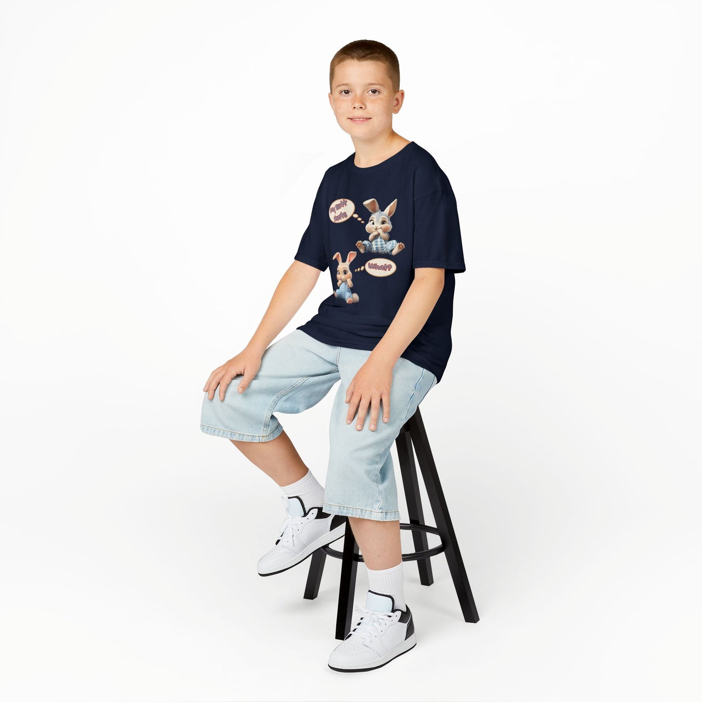 Cute Bunny Youth Heavy Cotton Tee - "My Butt Hurts" Graphic T-Shirt