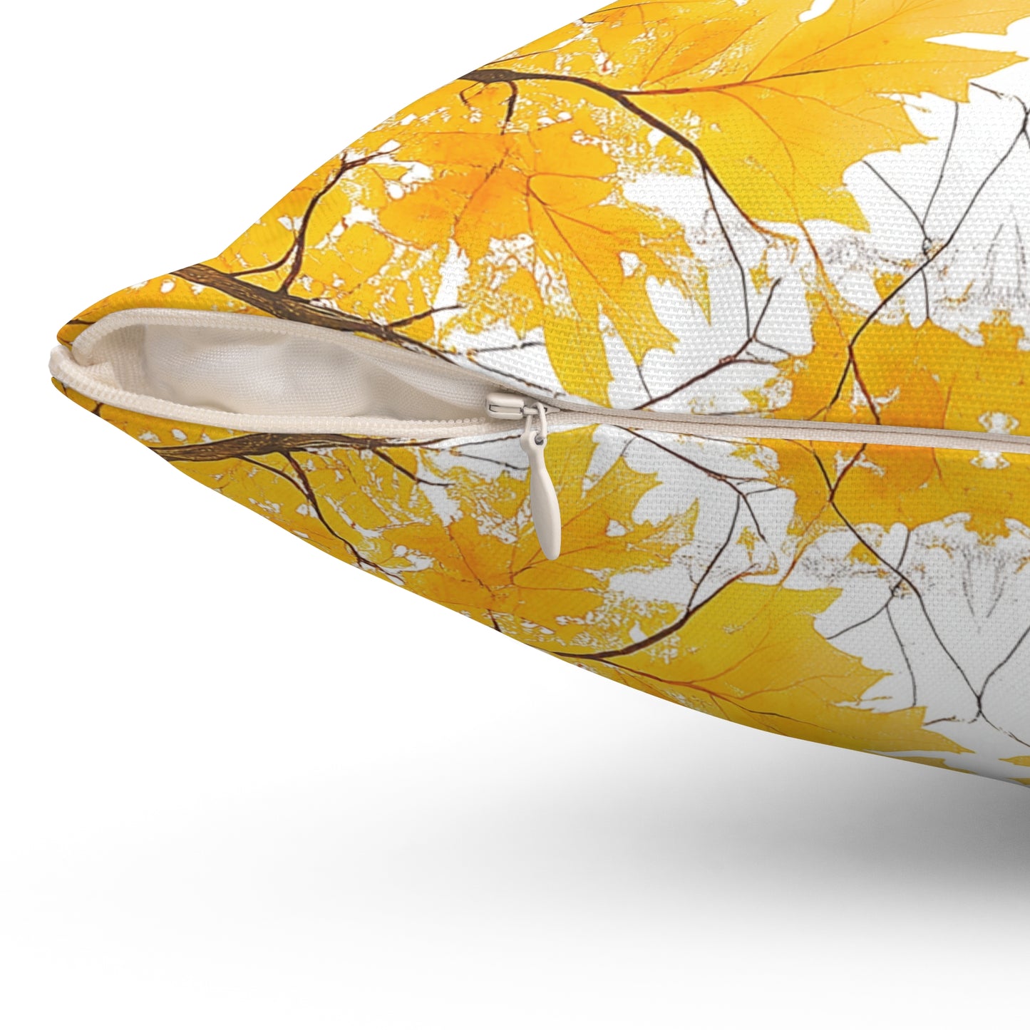 Square Cushion with Yellow Leaves design