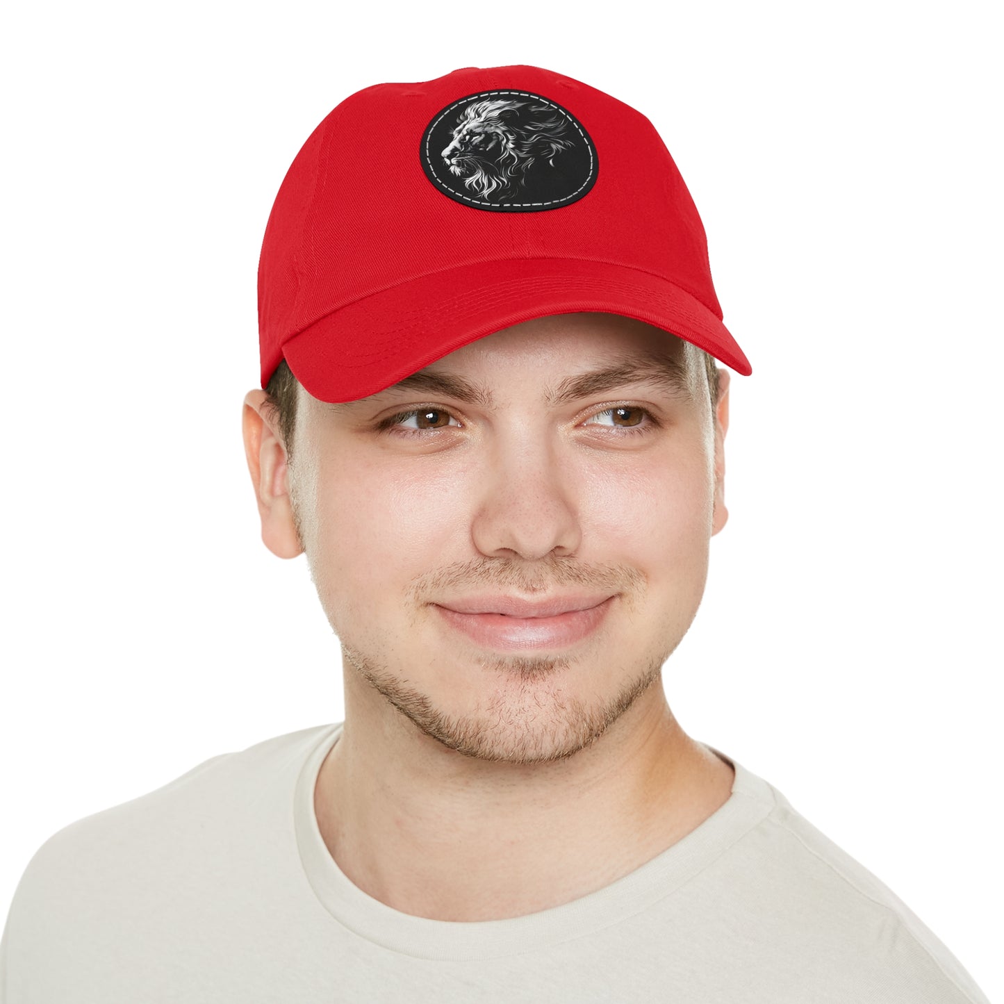 Dad Hat with Leather Patch and Lion Design – Stylish Casual Hat for Animal Lovers