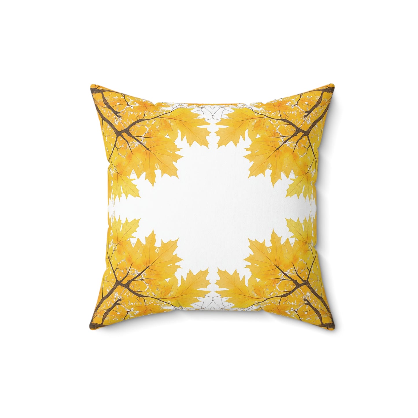 Square Cushion with Yellow Leaves design
