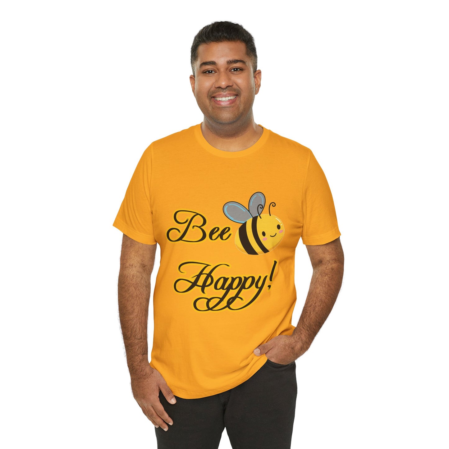 Bee Happy Unisex Jersey Tee - Cheerful Graphic T-Shirt for Positive Vibes