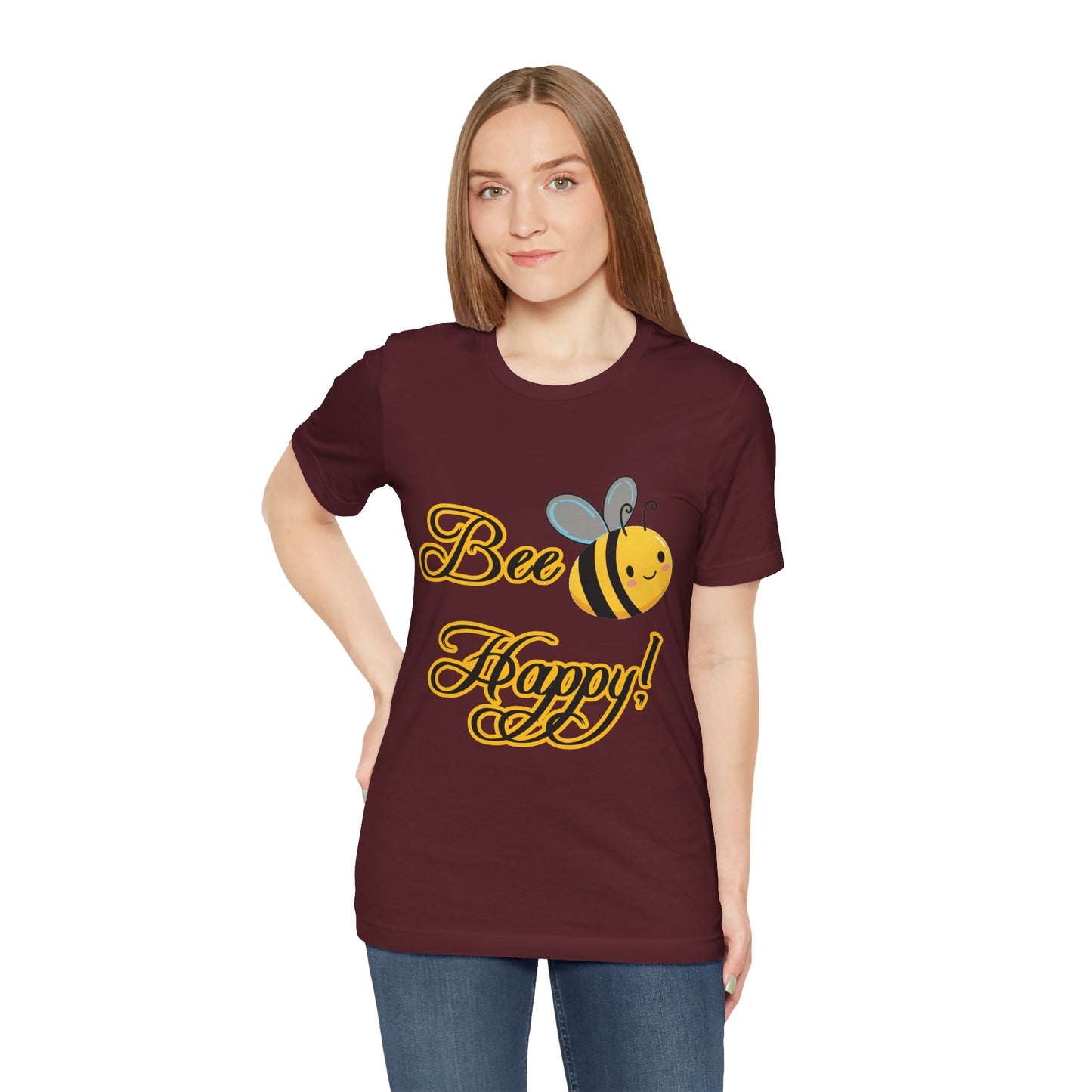 Bee Happy Unisex Jersey Tee - Cheerful Graphic T-Shirt for Positive Vibes