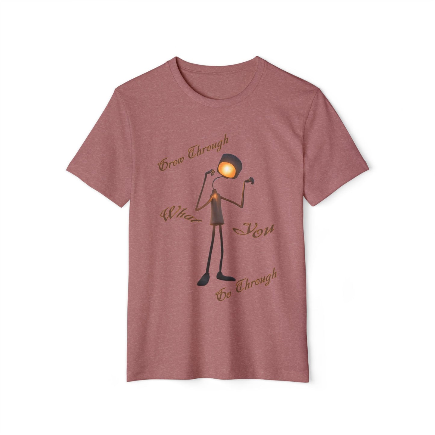 Victory Lamp Unisex Recycled Organic T-Shirt - Eco-Friendly Tee - Grow Through What You Go Through text design