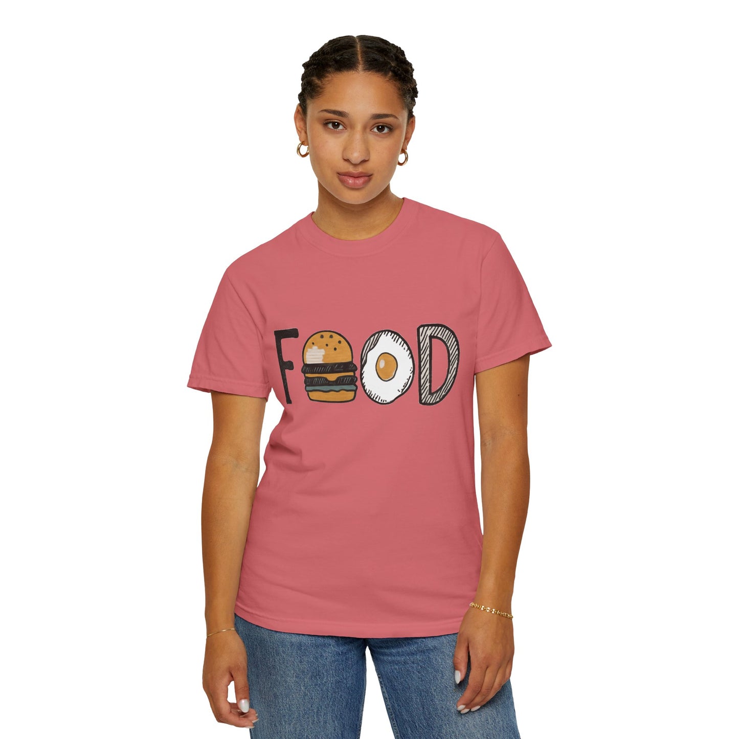 Food Unisex Garment-Dyed T-Shirt | Fun Burger & Egg Graphic