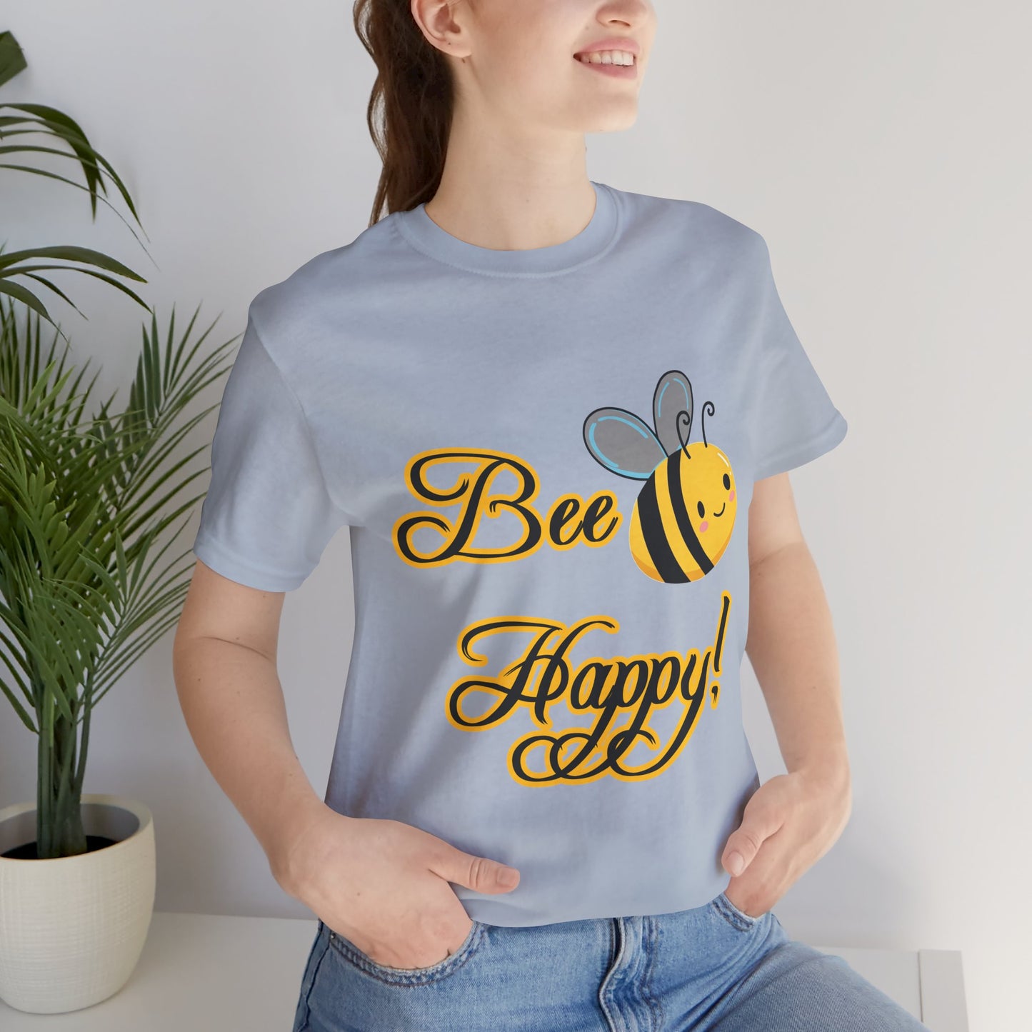 Bee Happy Unisex Jersey Tee - Cheerful Graphic T-Shirt for Positive Vibes