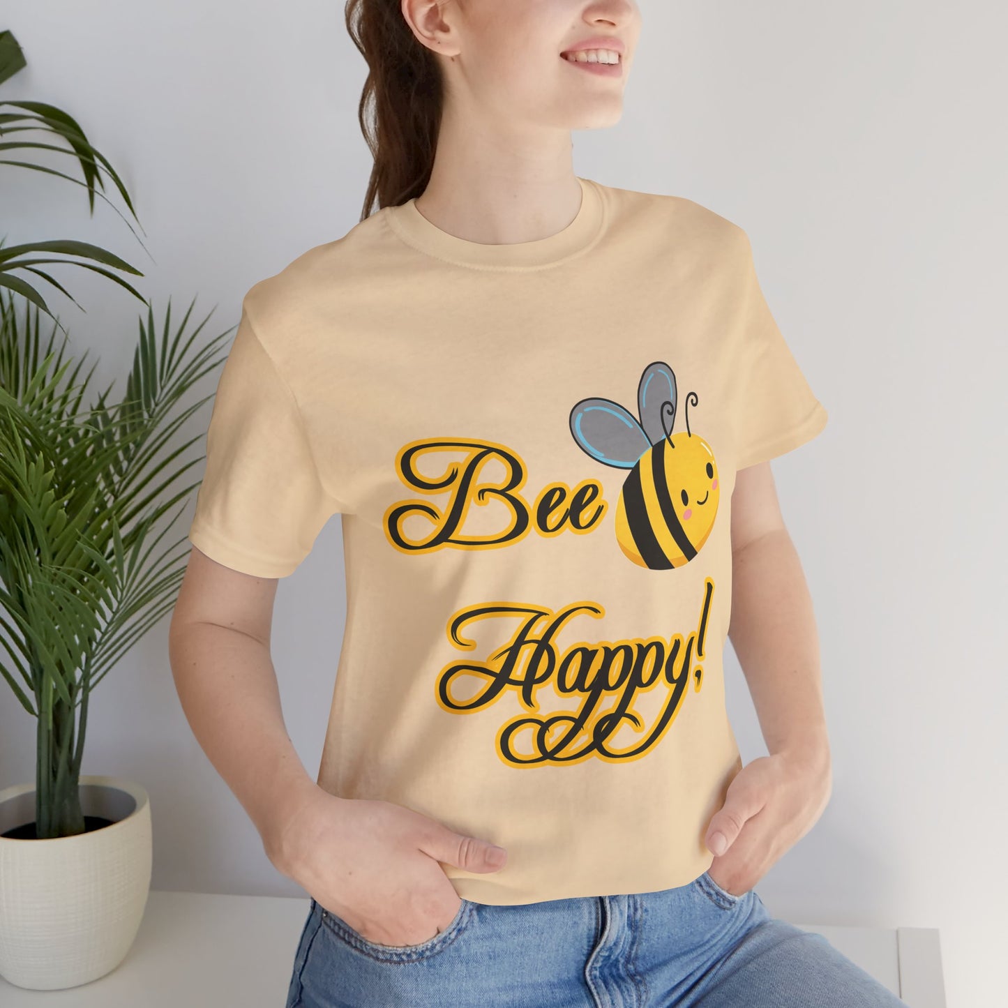 Bee Happy Unisex Jersey Tee - Cheerful Graphic T-Shirt for Positive Vibes