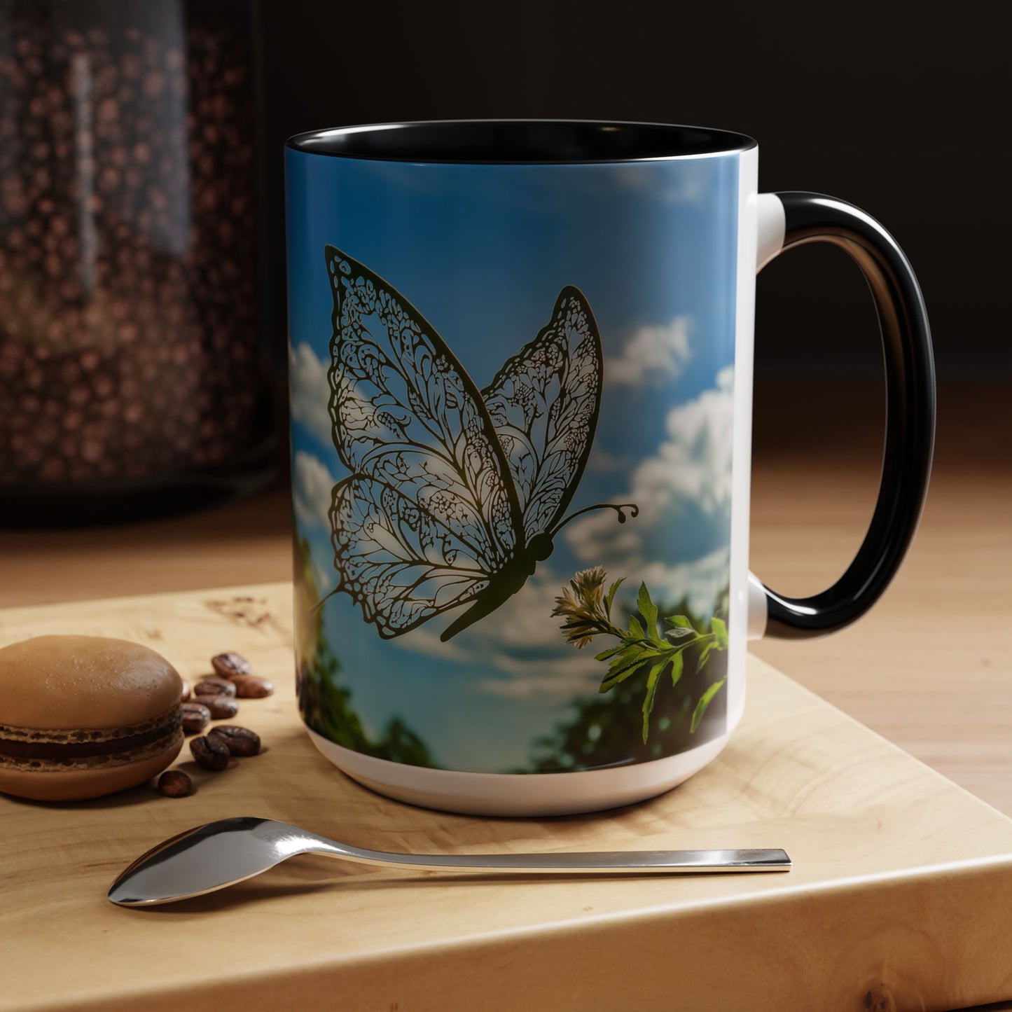 Accent Butterfly Coffee Mug, (11oz, 15oz) - Ceramic Mug