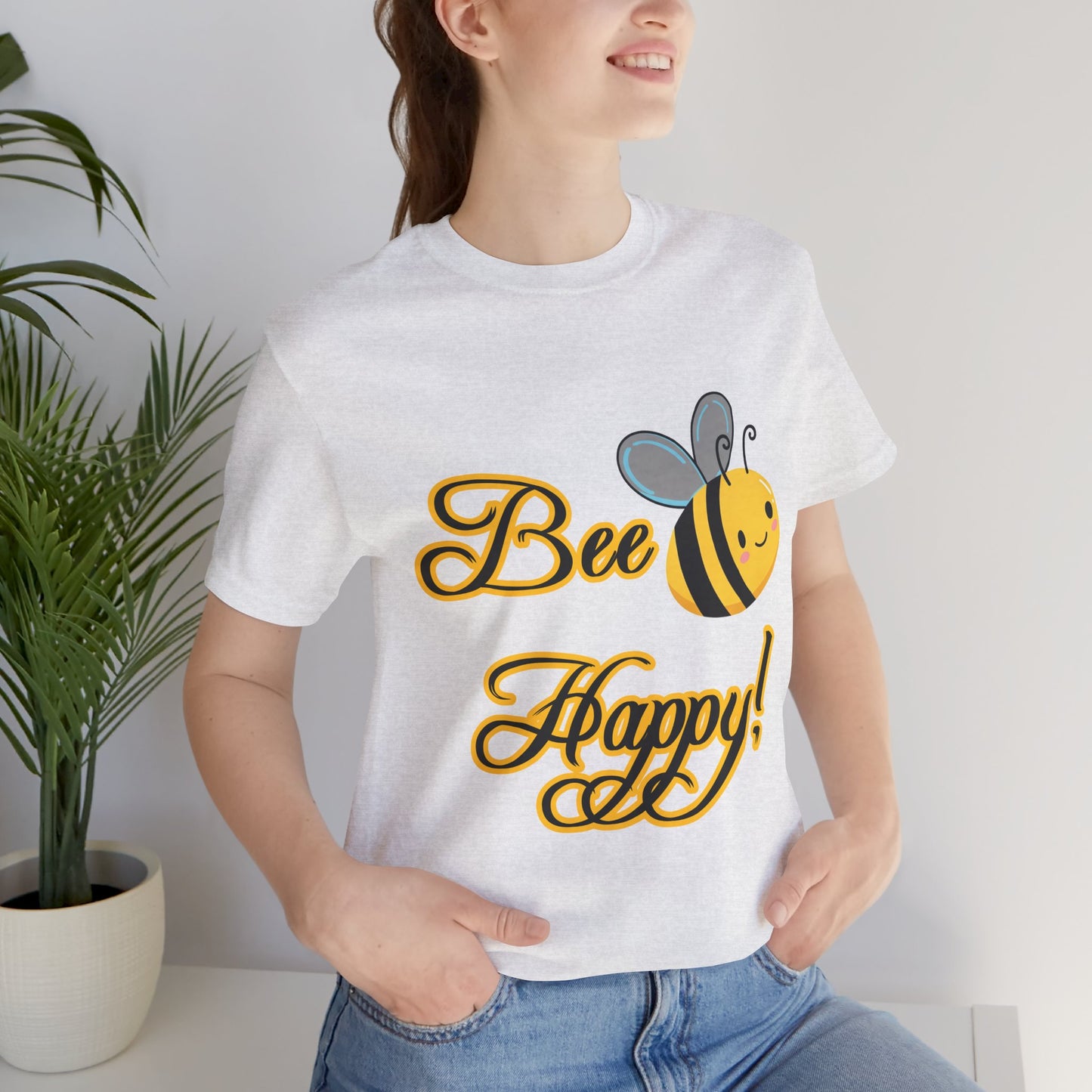 Bee Happy Unisex Jersey Tee - Cheerful Graphic T-Shirt for Positive Vibes