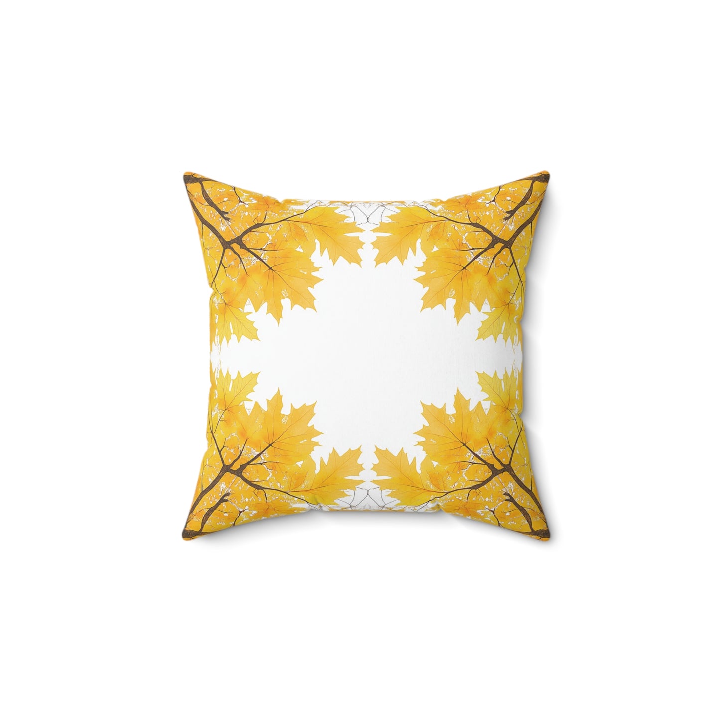 Square Cushion with Yellow Leaves design