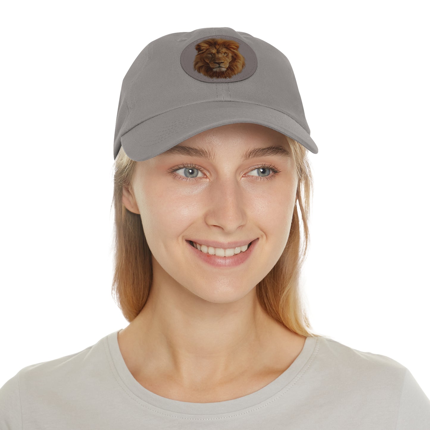 Lion Design Dad Hat with Leather Patch – Stylish Casual Hat for Animal Lovers