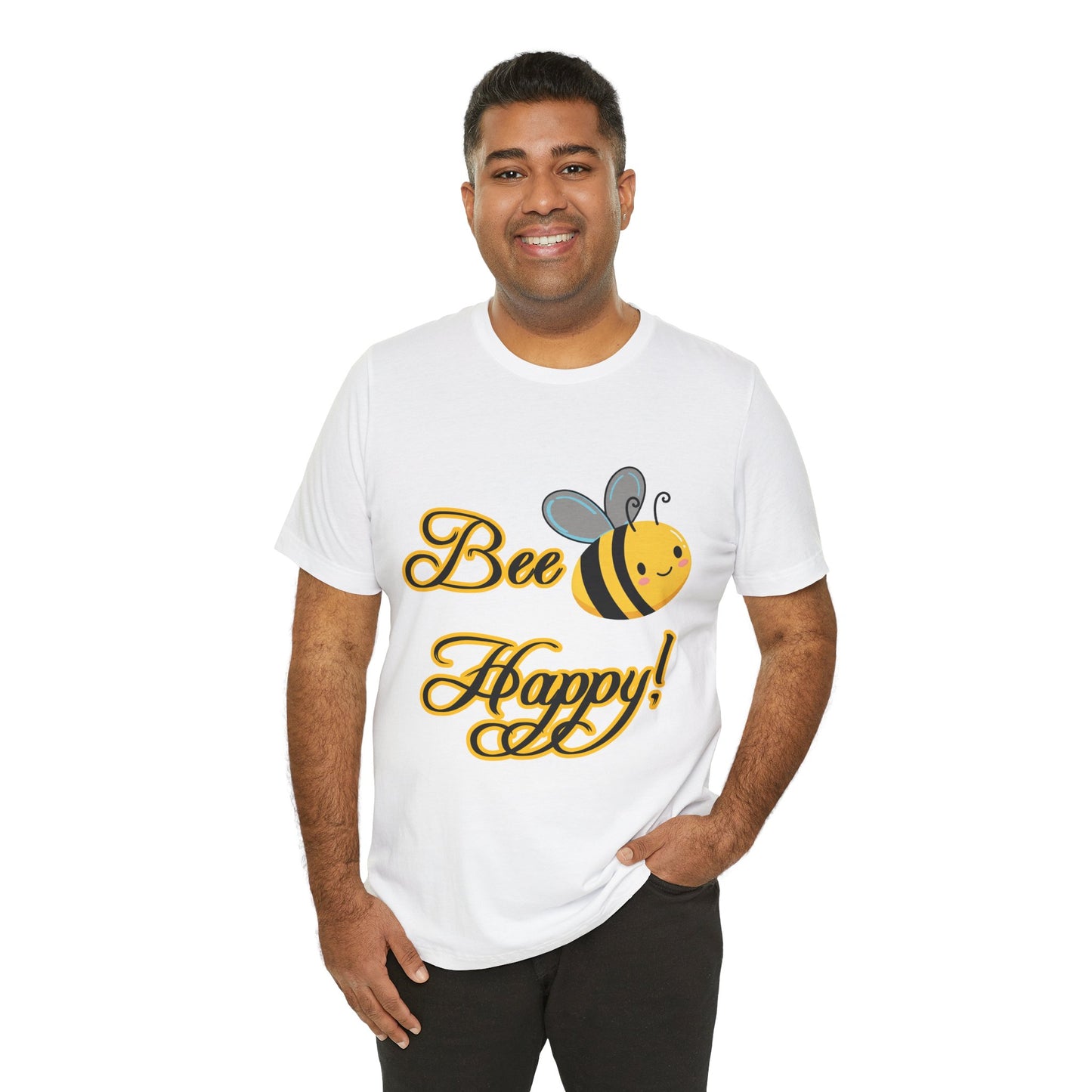 Bee Happy Unisex Jersey Tee - Cheerful Graphic T-Shirt for Positive Vibes