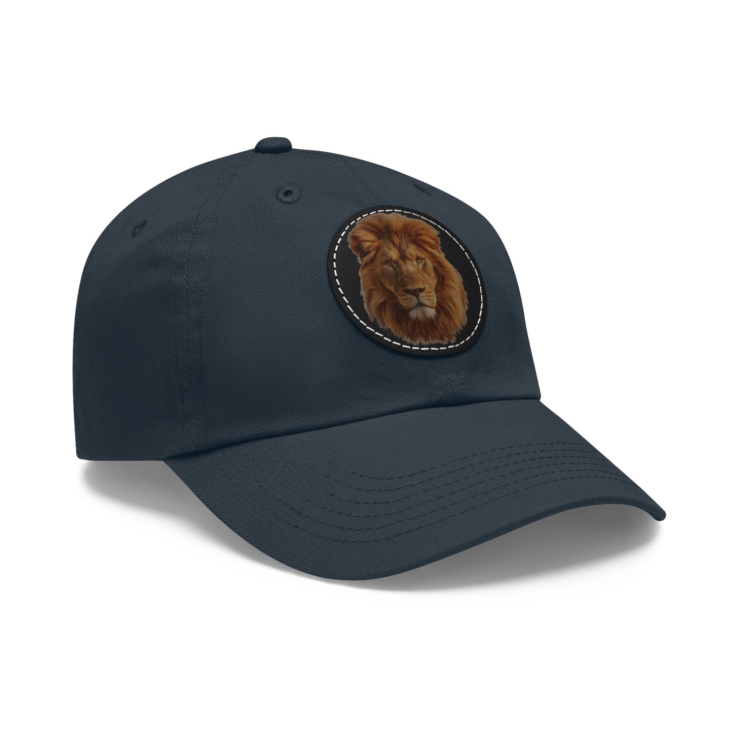 Lion Design Dad Hat with Leather Patch – Stylish Casual Hat for Animal Lovers