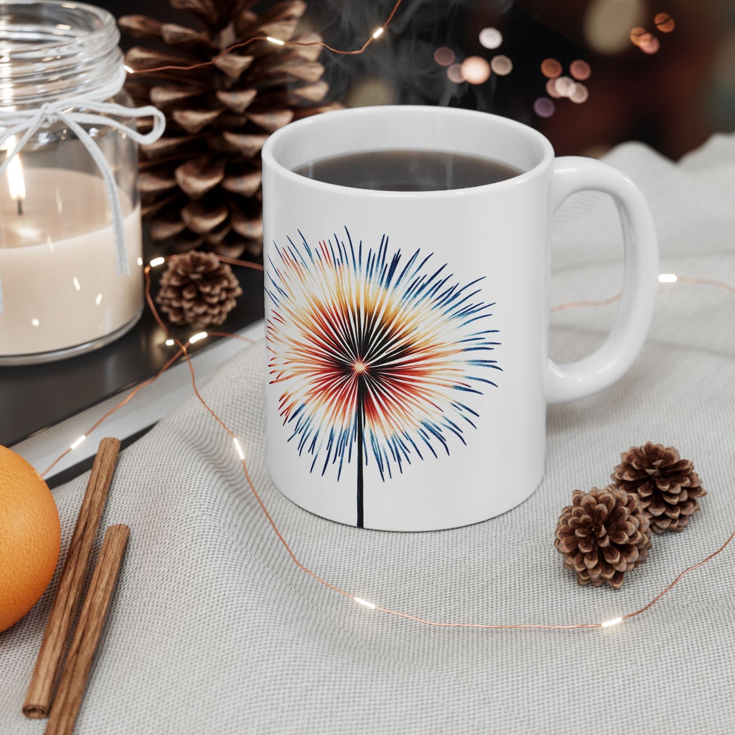 Fireworks Ceramic Mug, (11oz, 15oz)