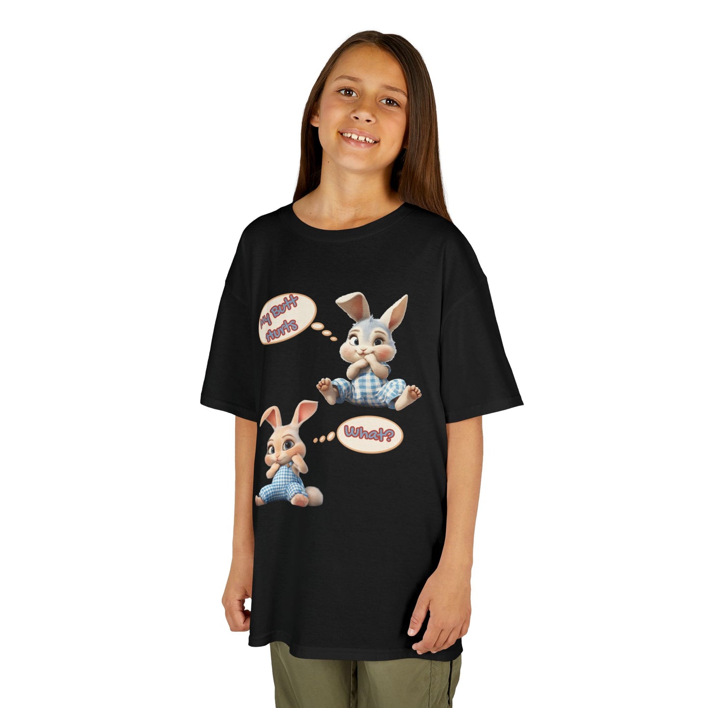Cute Bunny Youth Heavy Cotton Tee - "My Butt Hurts" Graphic T-Shirt
