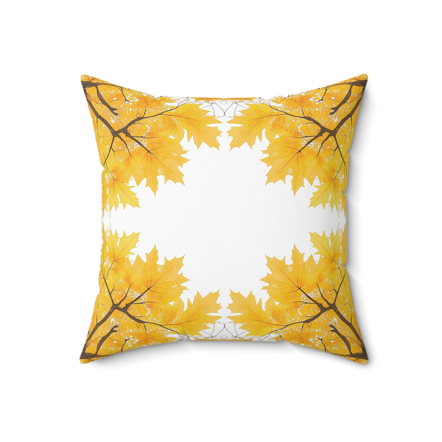 Square Cushion with Yellow Leaves design