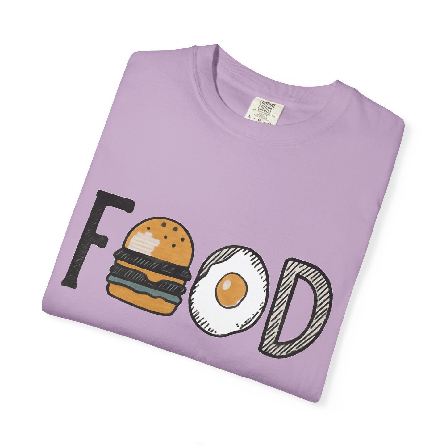 Food Unisex Garment-Dyed T-Shirt | Fun Burger & Egg Graphic