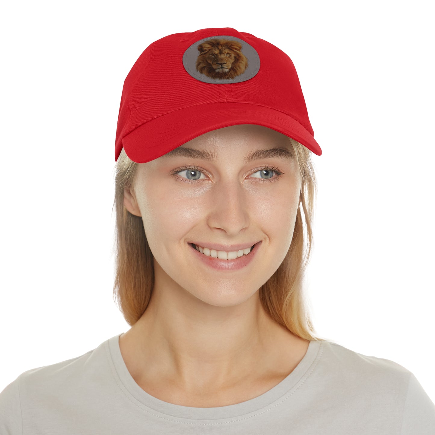Lion Design Dad Hat with Leather Patch – Stylish Casual Hat for Animal Lovers