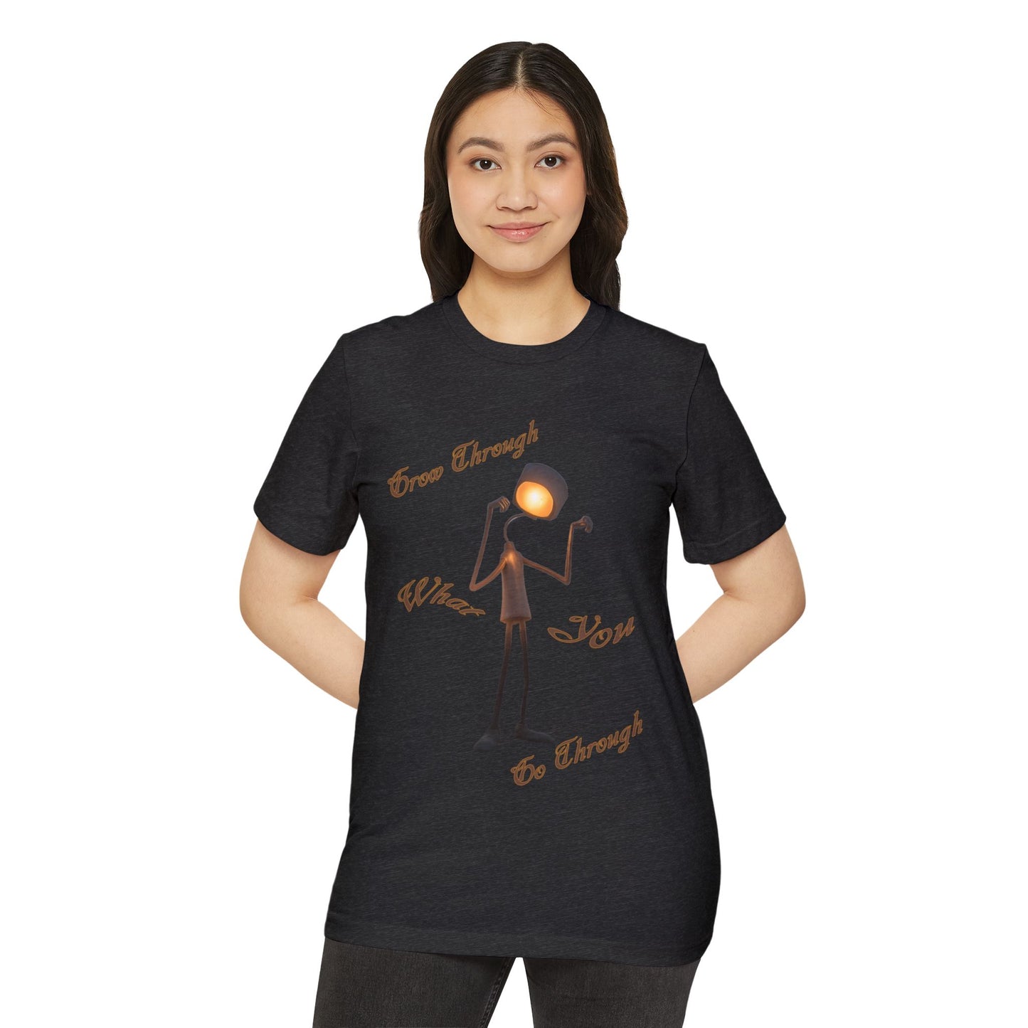 Victory Lamp Unisex Recycled Organic T-Shirt - Eco-Friendly Tee - Grow Through What You Go Through text design