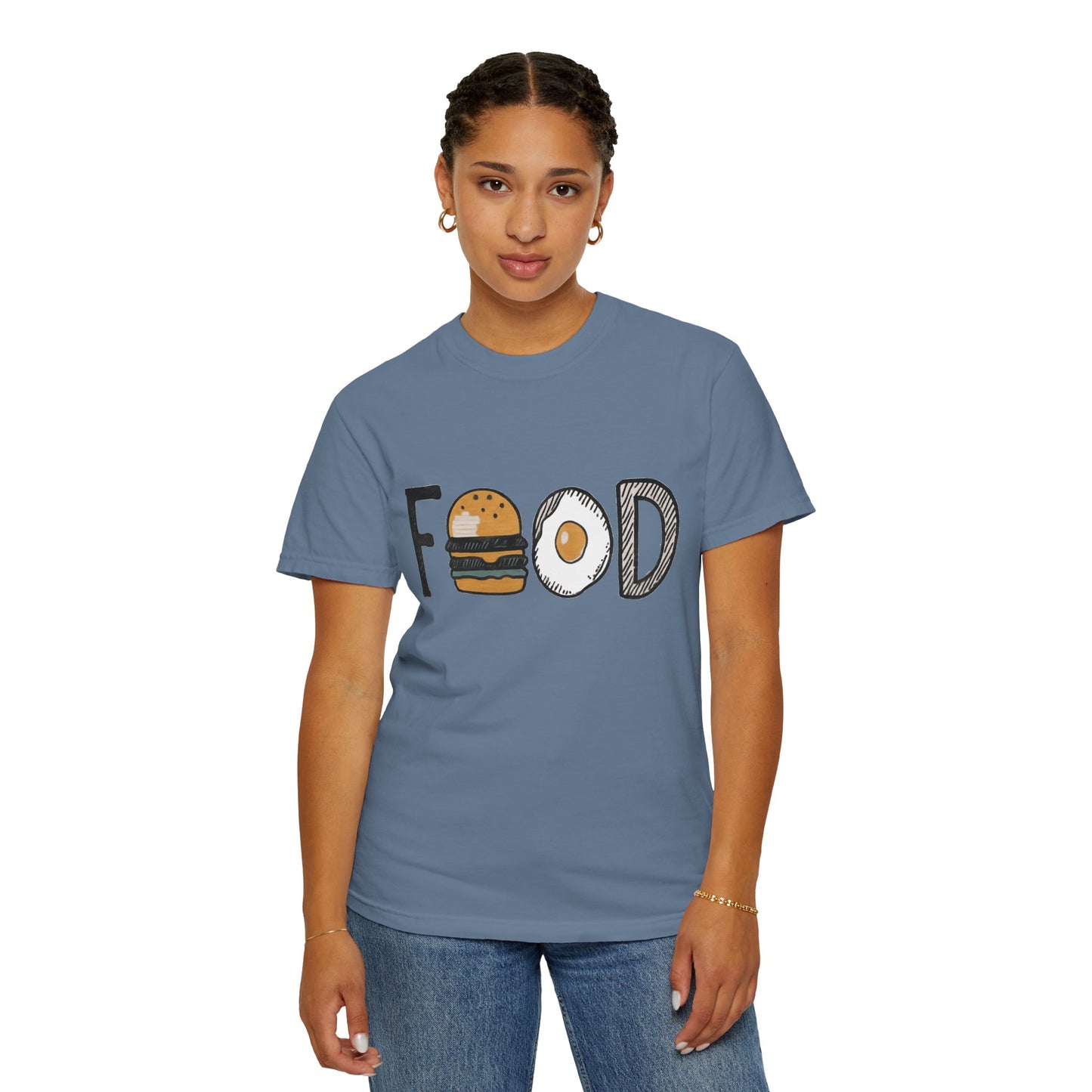 Food Unisex Garment-Dyed T-Shirt | Fun Burger & Egg Graphic