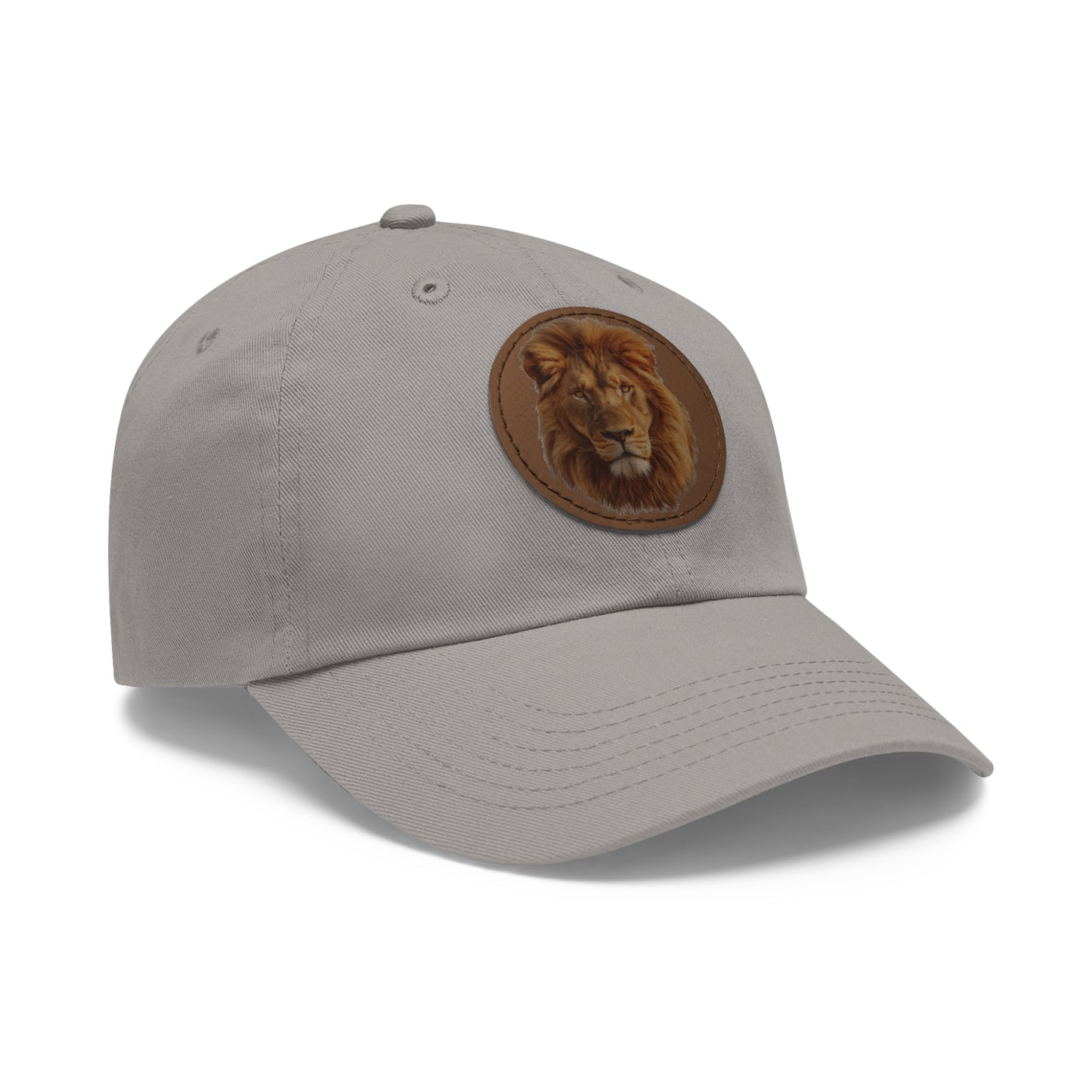 Lion Design Dad Hat with Leather Patch – Stylish Casual Hat for Animal Lovers