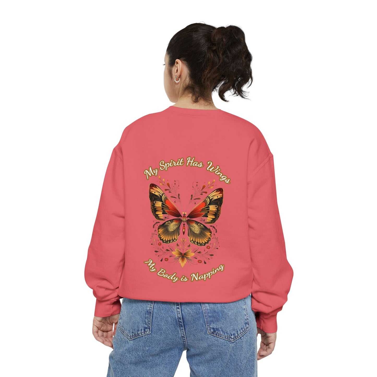 Butterfly Design Unisex Garment-Dyed Sweatshirt - Butterfly Sweatshirt