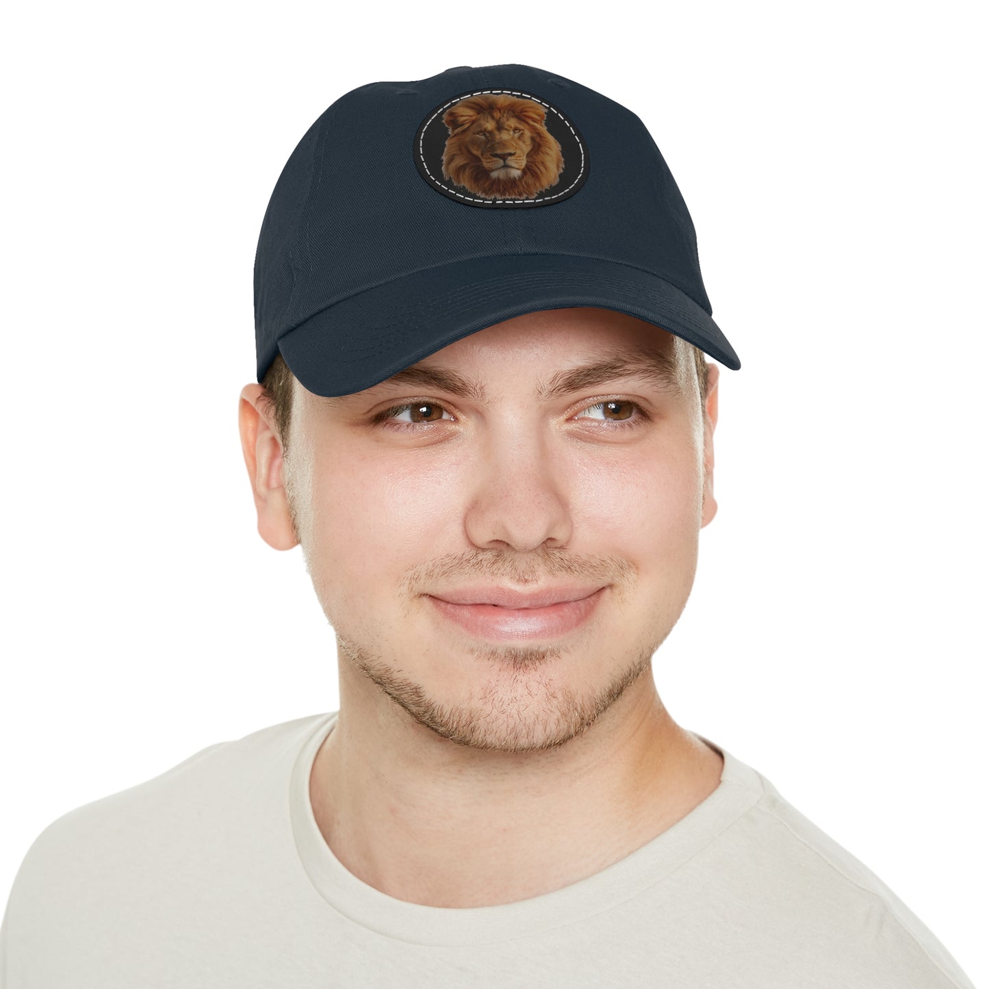 Lion Design Dad Hat with Leather Patch – Stylish Casual Hat for Animal Lovers