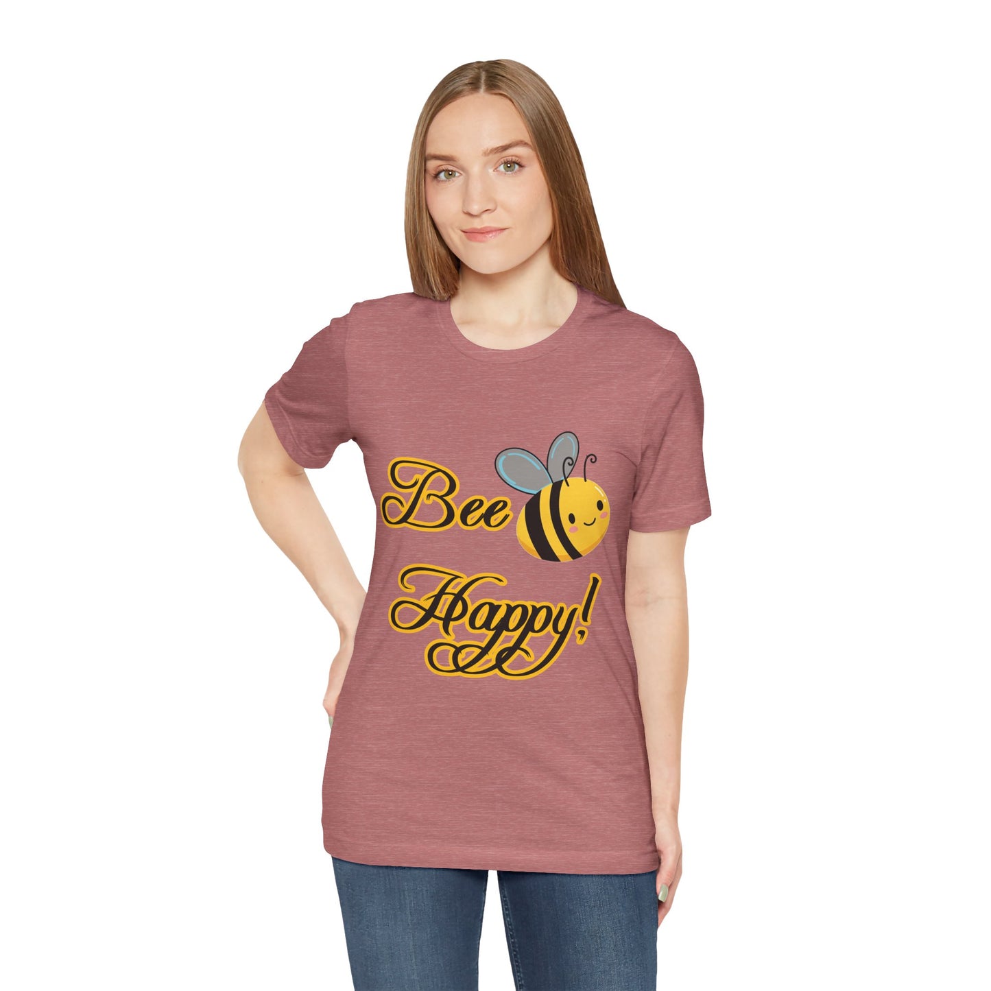 Bee Happy Unisex Jersey Tee - Cheerful Graphic T-Shirt for Positive Vibes