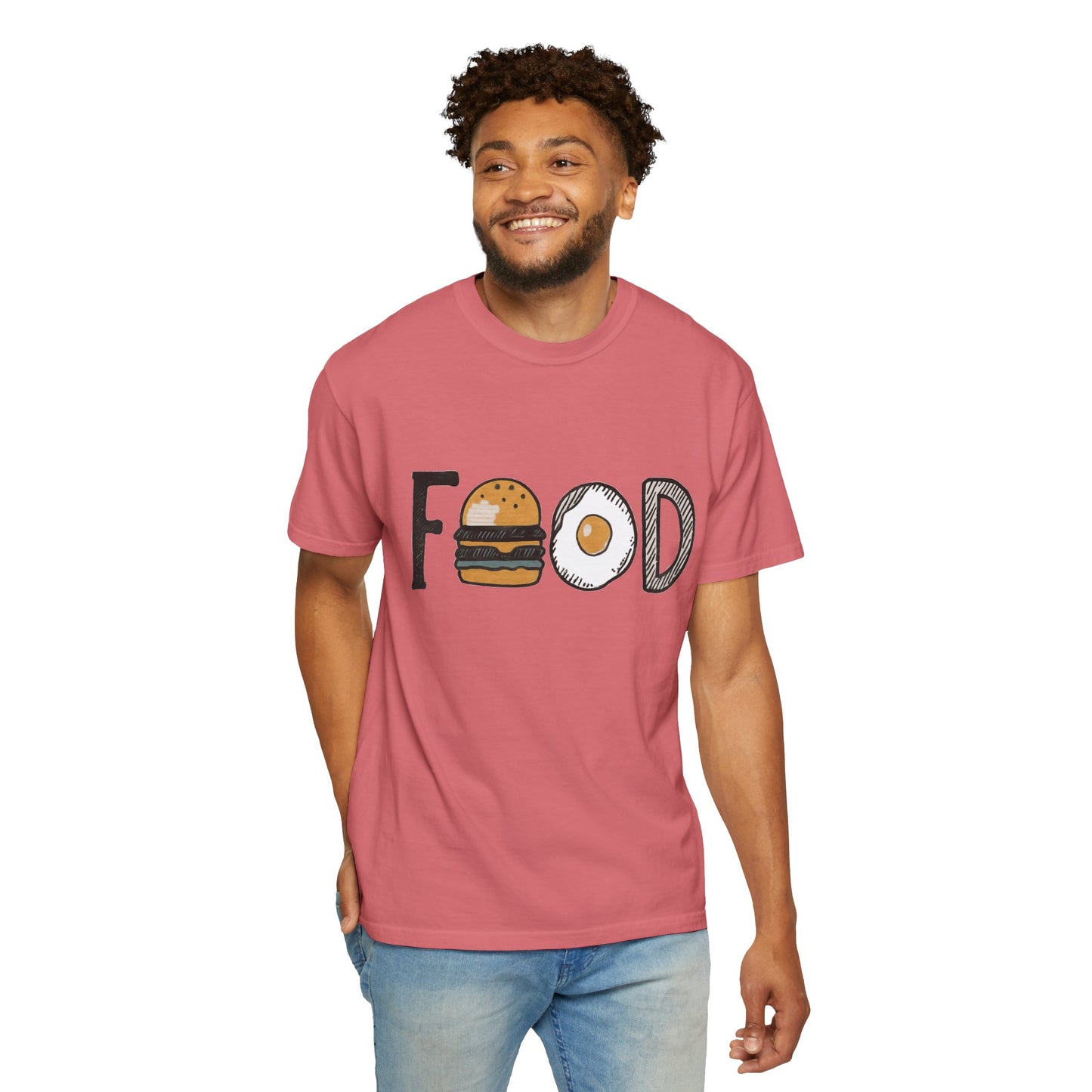 Food Unisex Garment-Dyed T-Shirt | Fun Burger & Egg Graphic