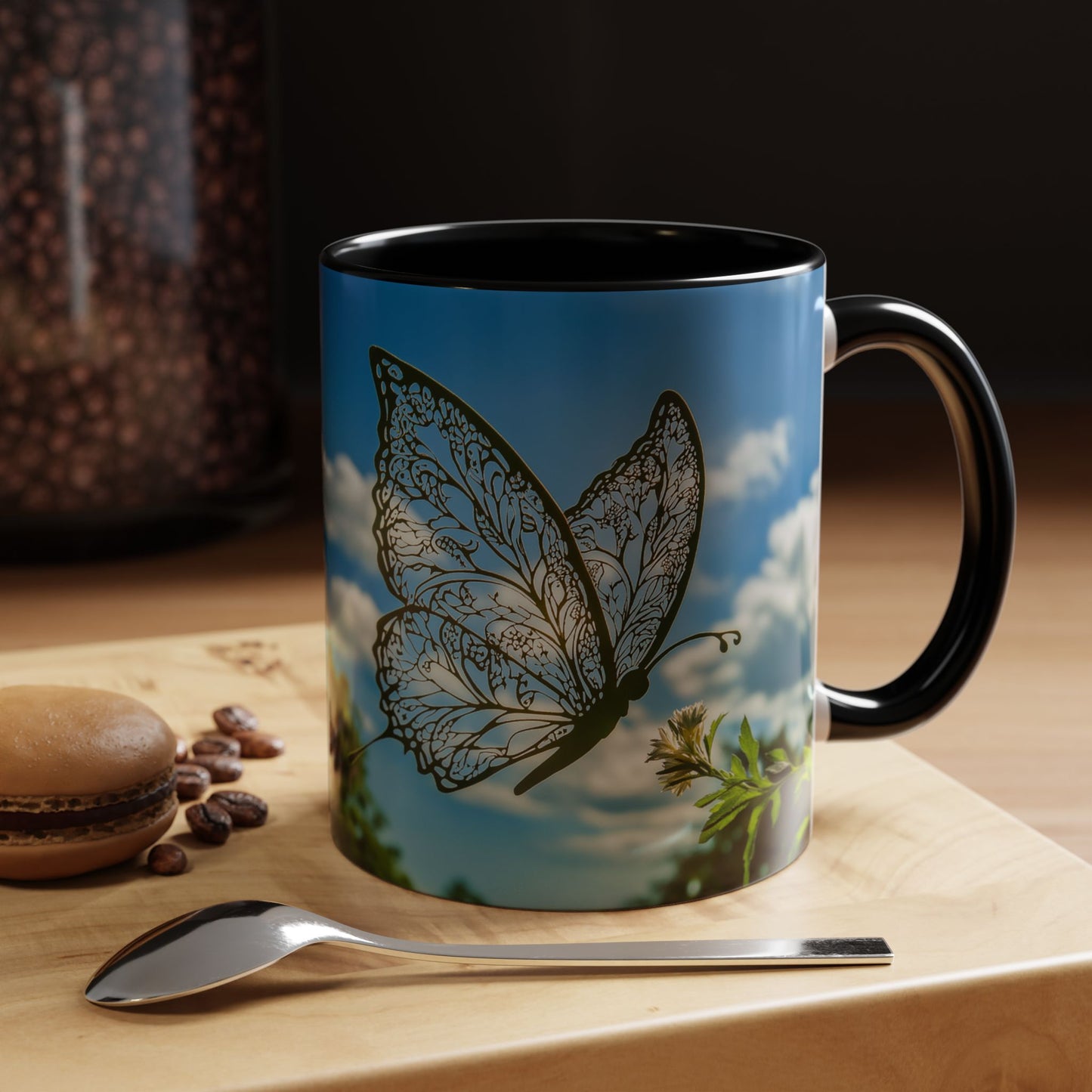 Accent Butterfly Coffee Mug, (11oz, 15oz) - Ceramic Mug