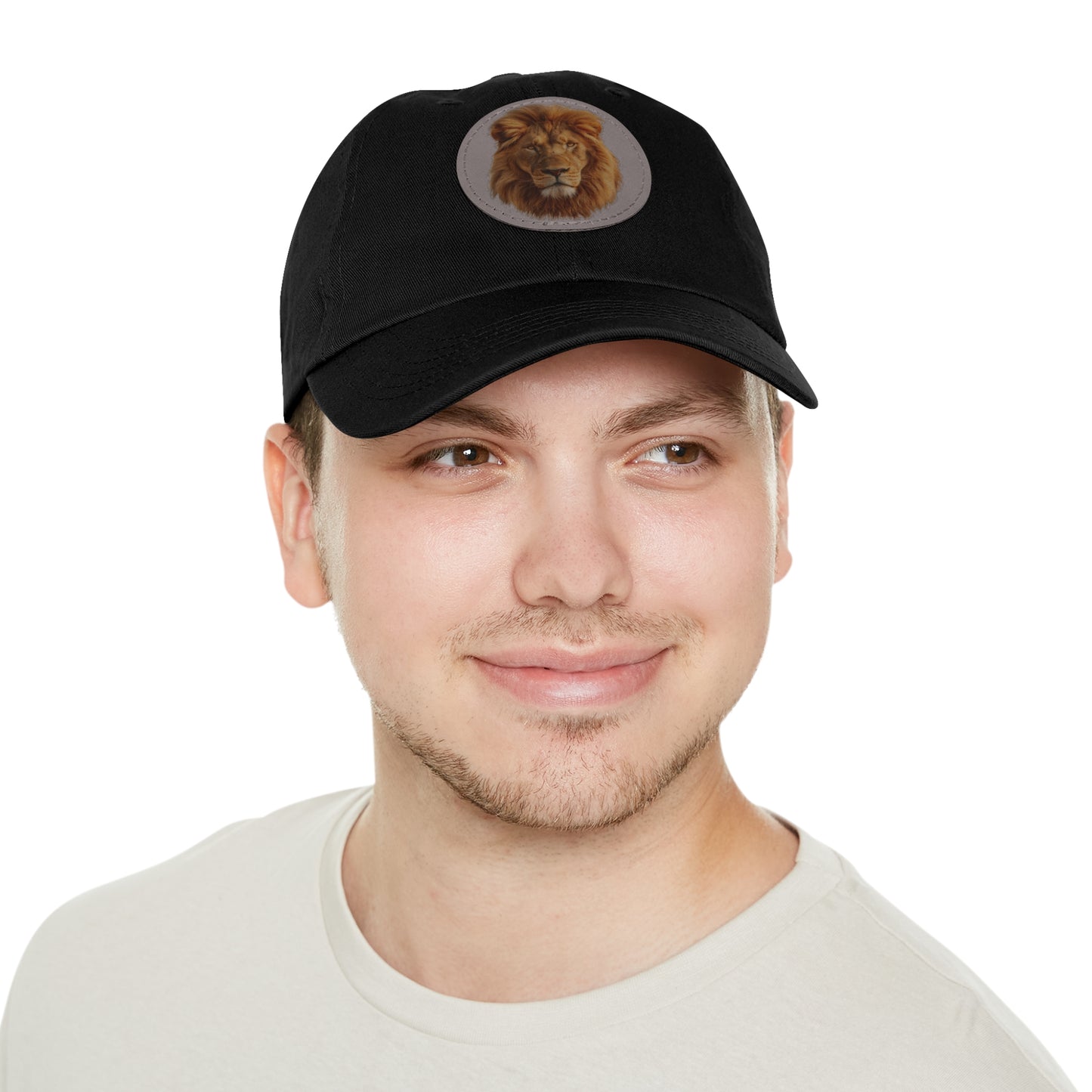 Lion Design Dad Hat with Leather Patch – Stylish Casual Hat for Animal Lovers